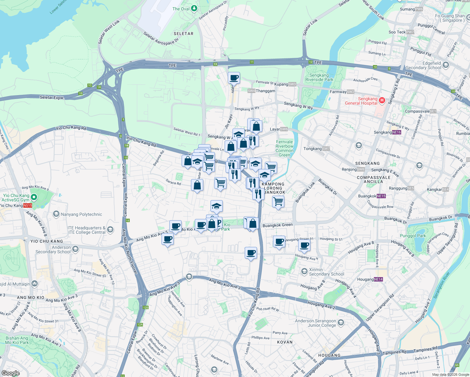 map of restaurants, bars, coffee shops, grocery stores, and more near in Singapore