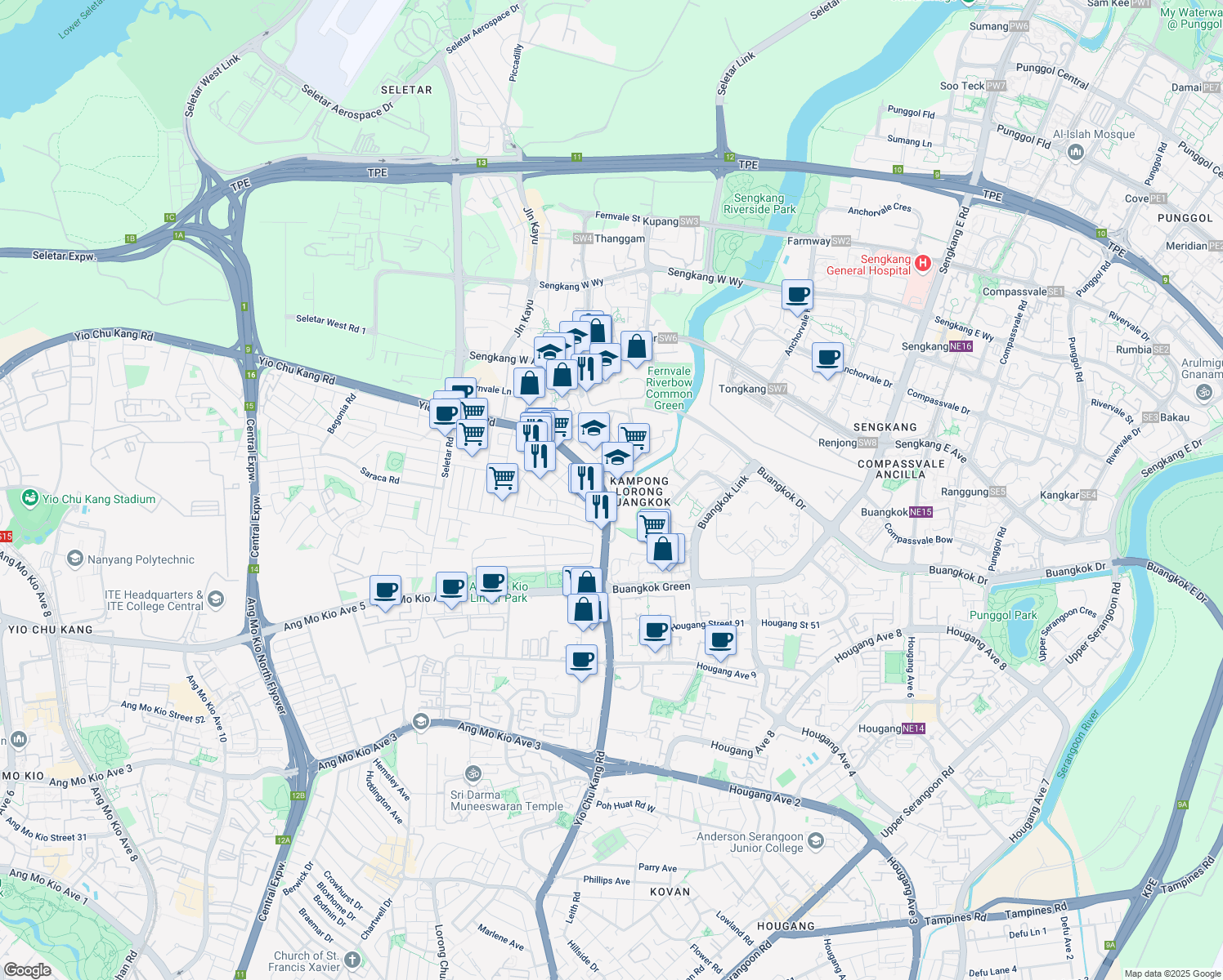 map of restaurants, bars, coffee shops, grocery stores, and more near in Singapore