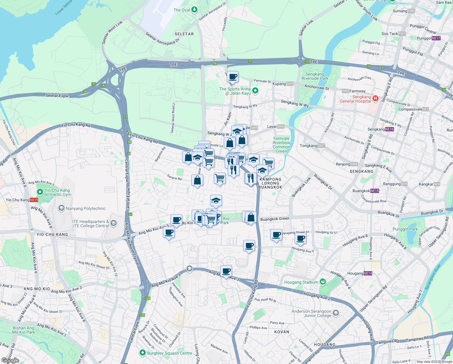 map of restaurants, bars, coffee shops, grocery stores, and more near in Singapore
