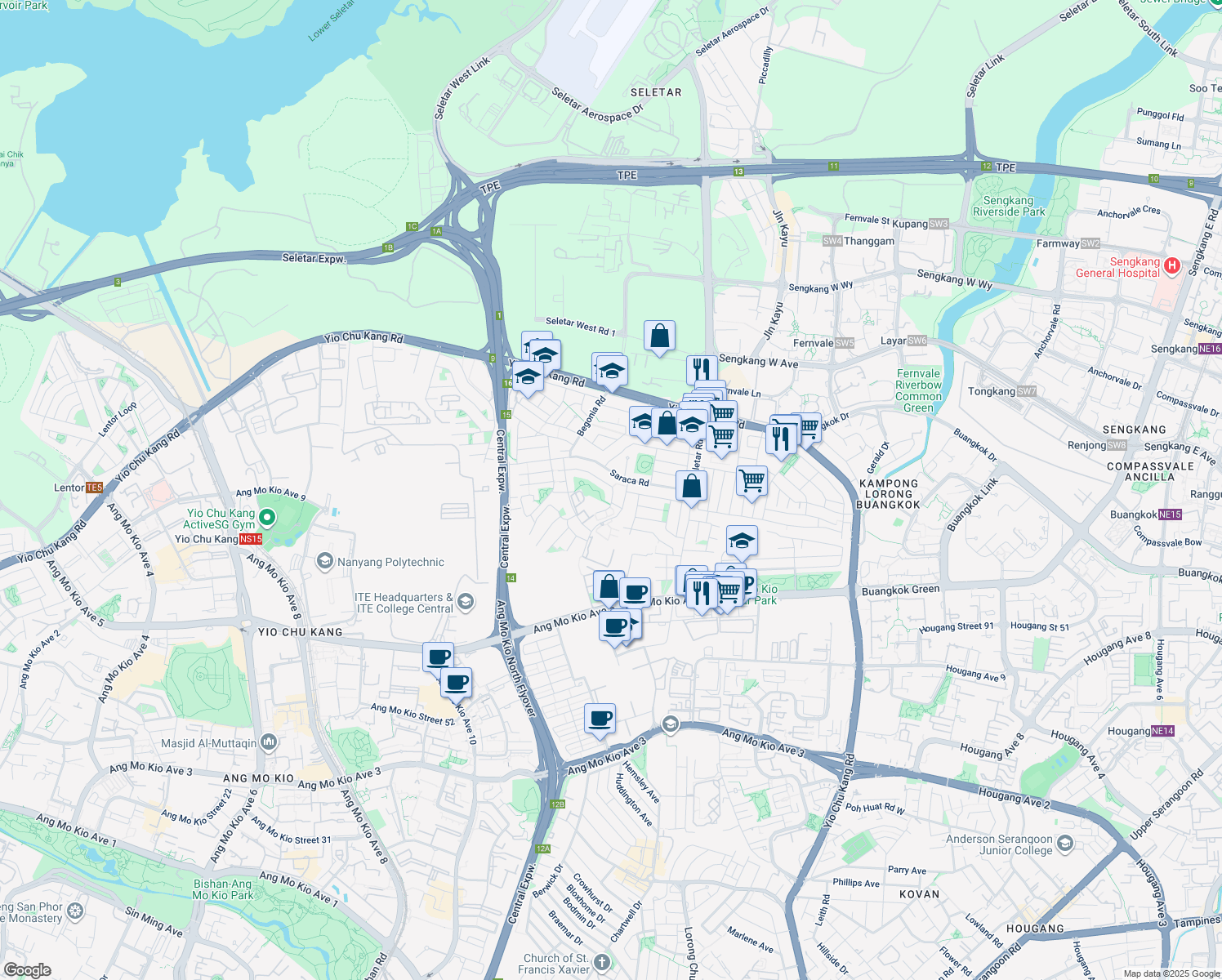 map of restaurants, bars, coffee shops, grocery stores, and more near in Singapore