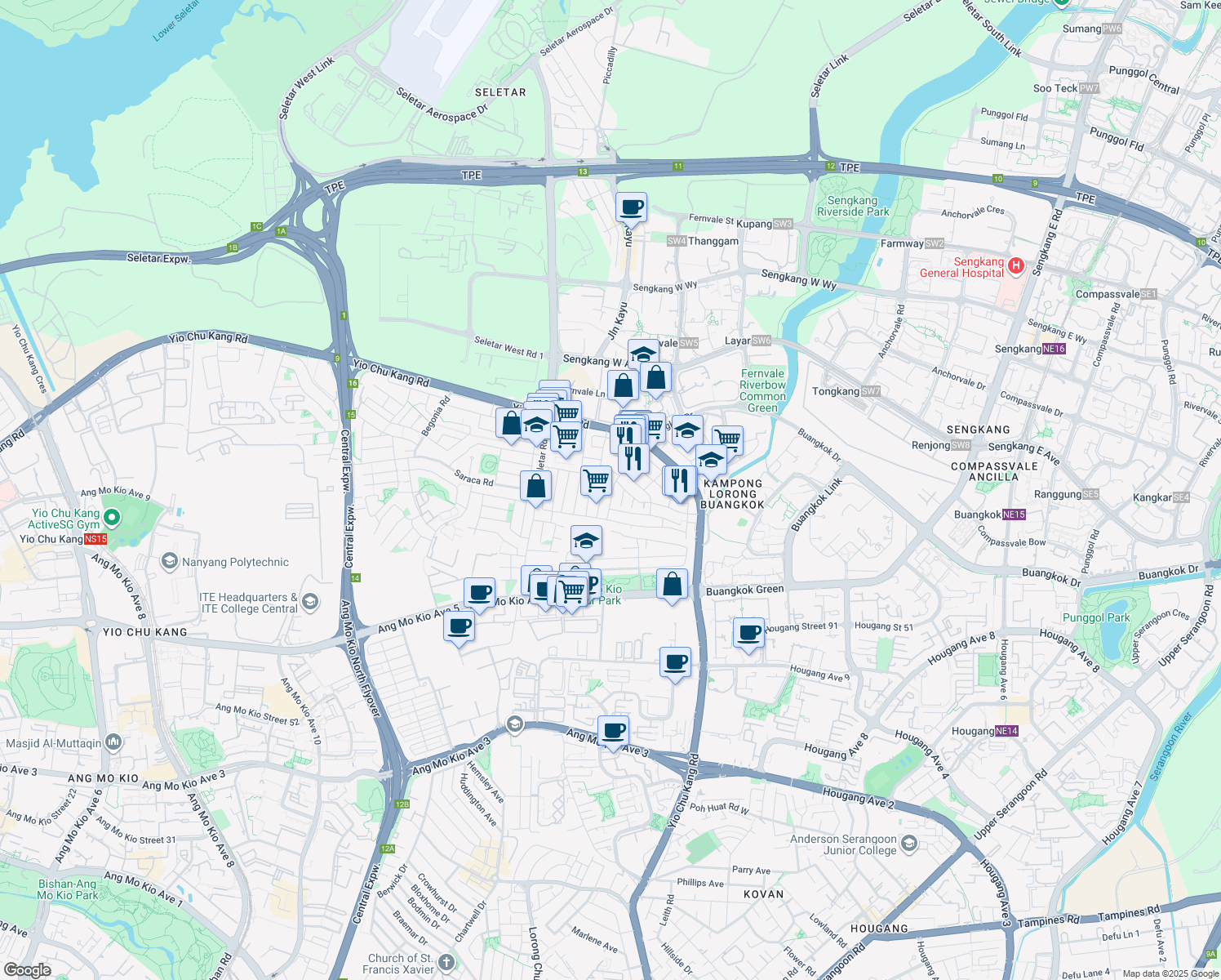 map of restaurants, bars, coffee shops, grocery stores, and more near in Singapore