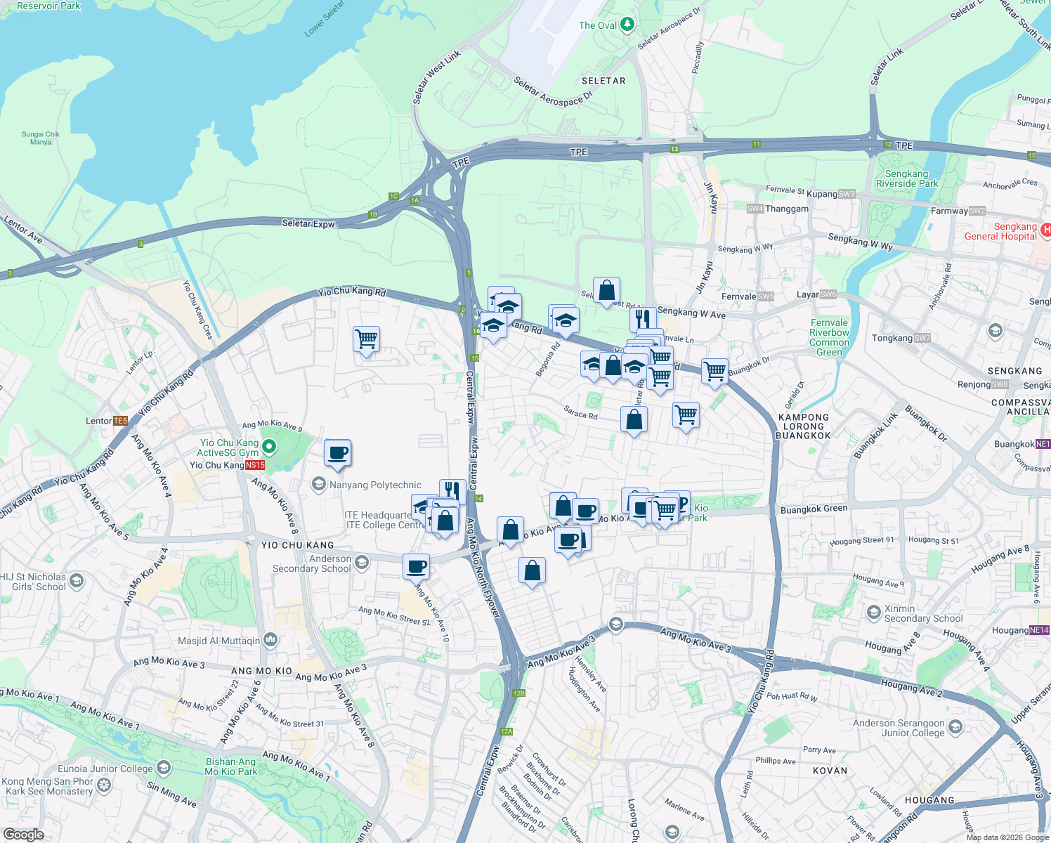 map of restaurants, bars, coffee shops, grocery stores, and more near in Singapore