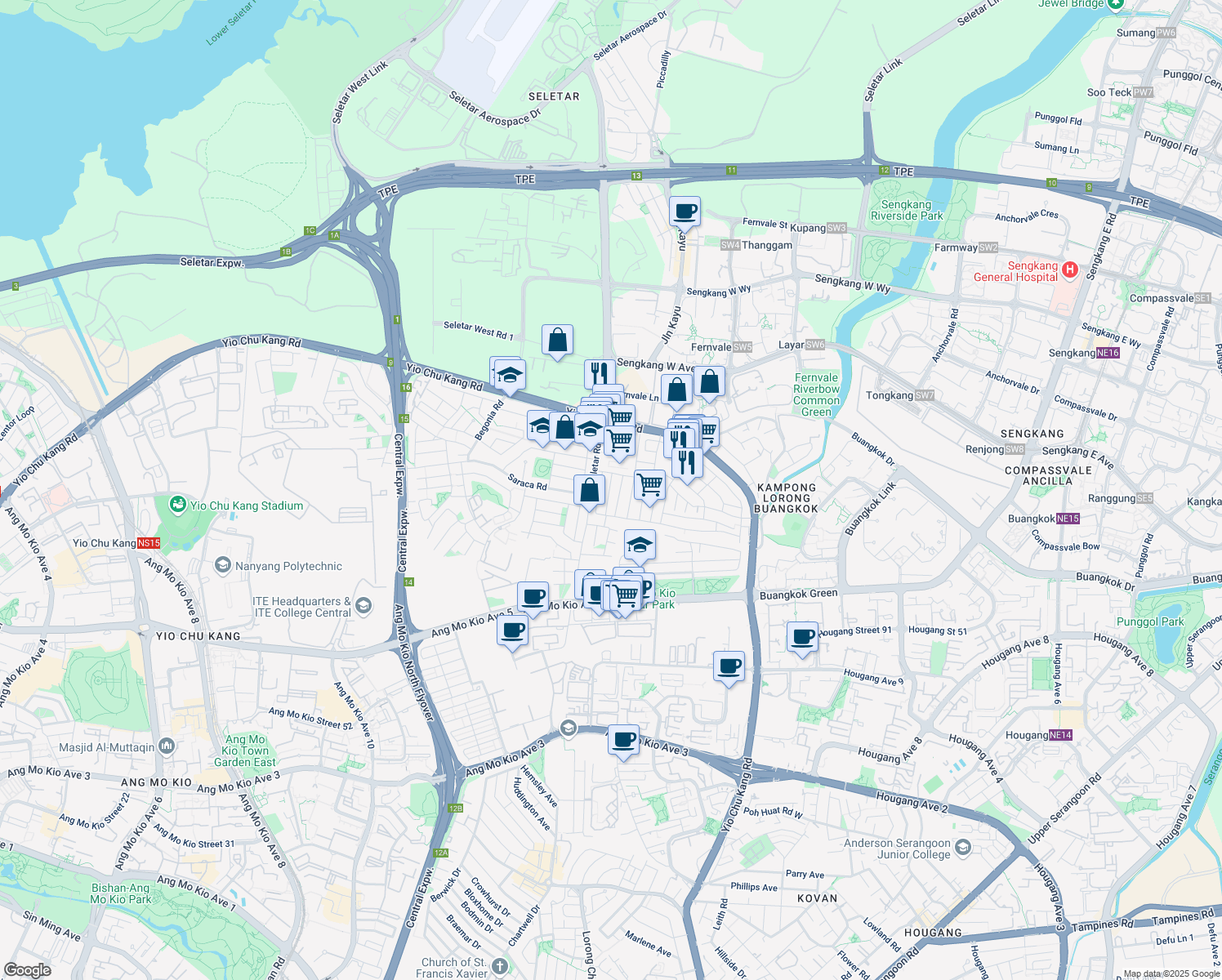 map of restaurants, bars, coffee shops, grocery stores, and more near in Singapore