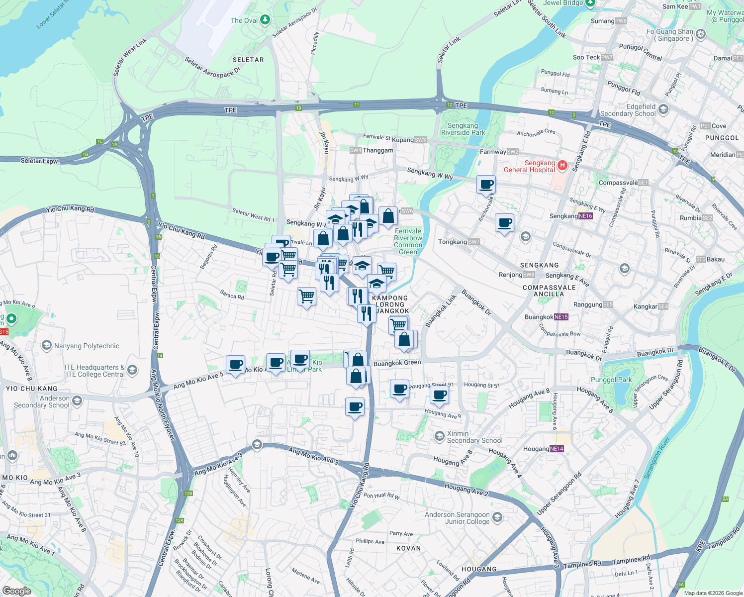 map of restaurants, bars, coffee shops, grocery stores, and more near in Singapore