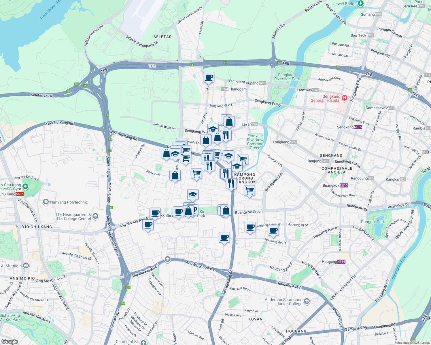 map of restaurants, bars, coffee shops, grocery stores, and more near in Singapore