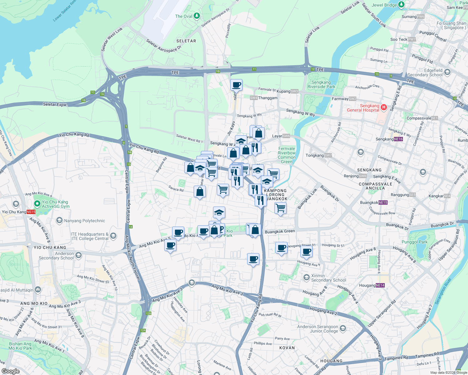 map of restaurants, bars, coffee shops, grocery stores, and more near in Singapore