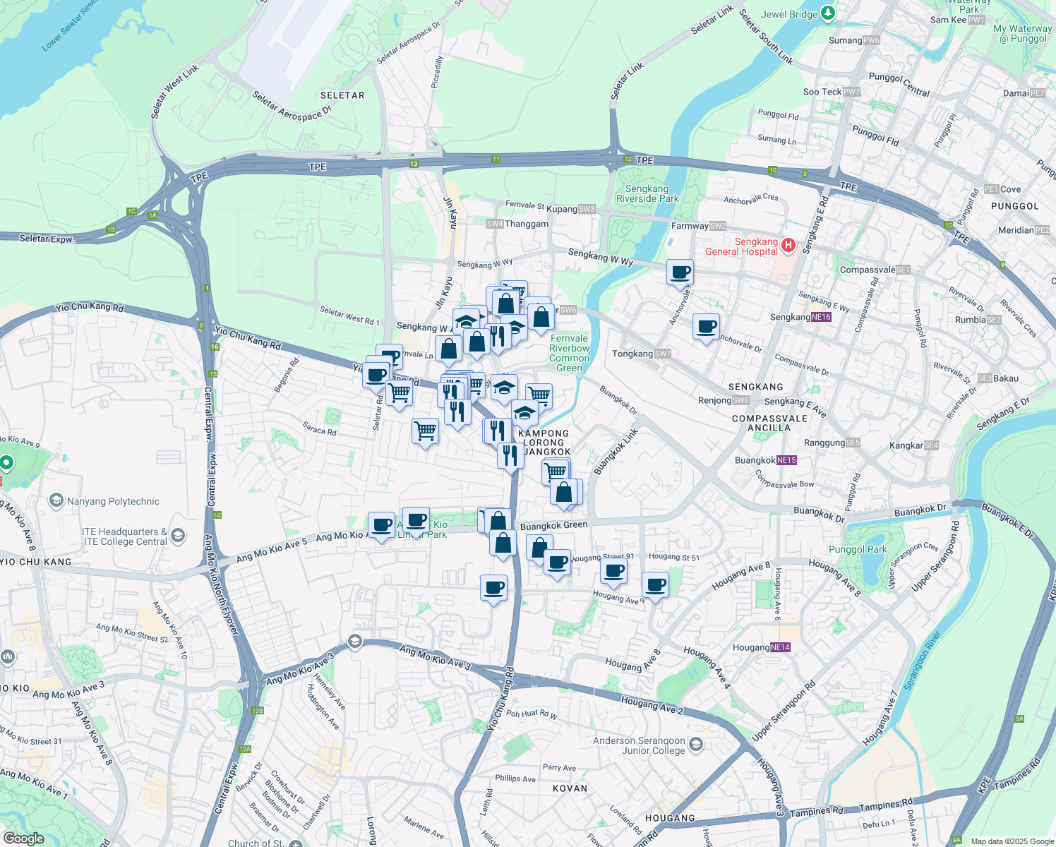map of restaurants, bars, coffee shops, grocery stores, and more near in Singapore