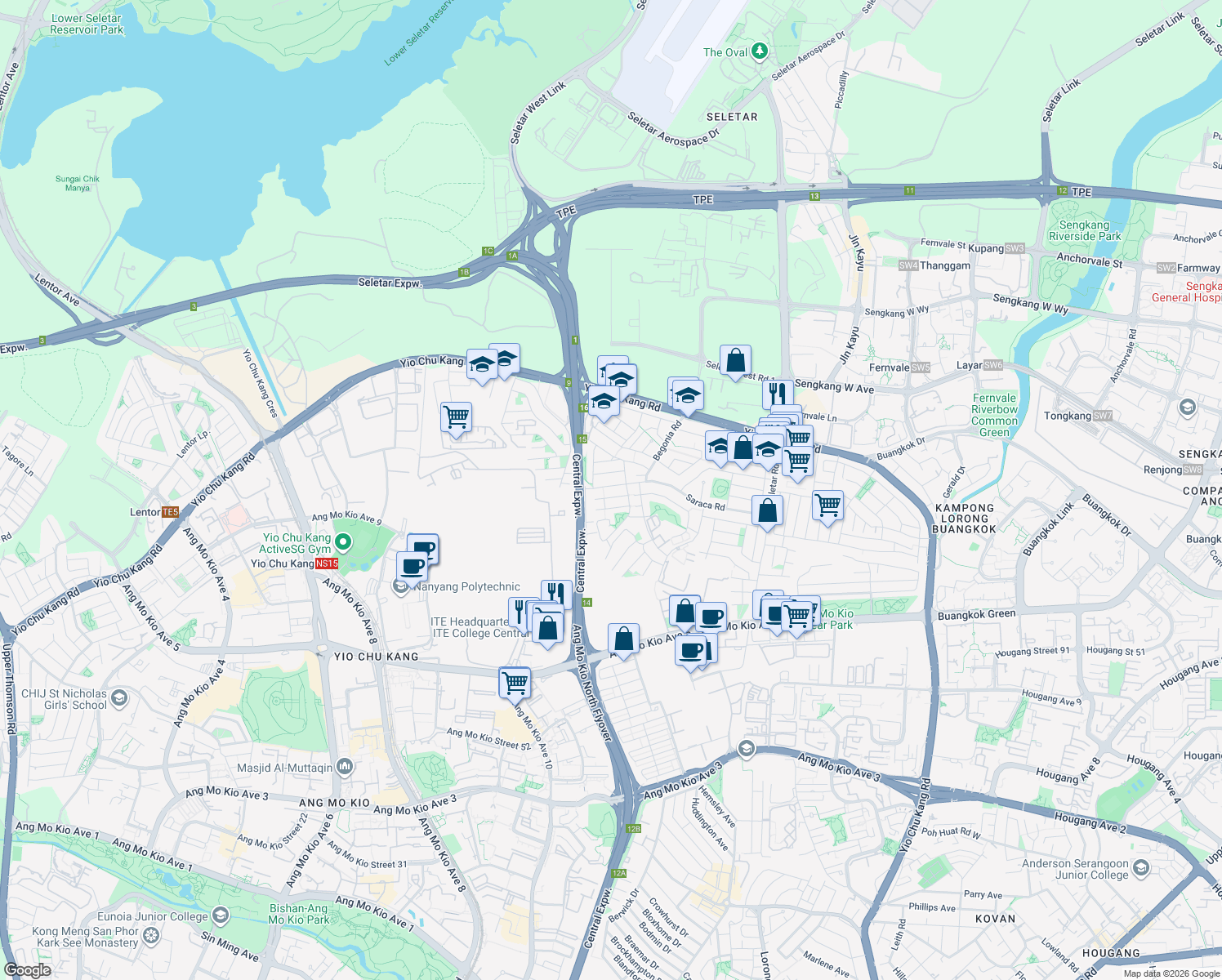 map of restaurants, bars, coffee shops, grocery stores, and more near in Singapore