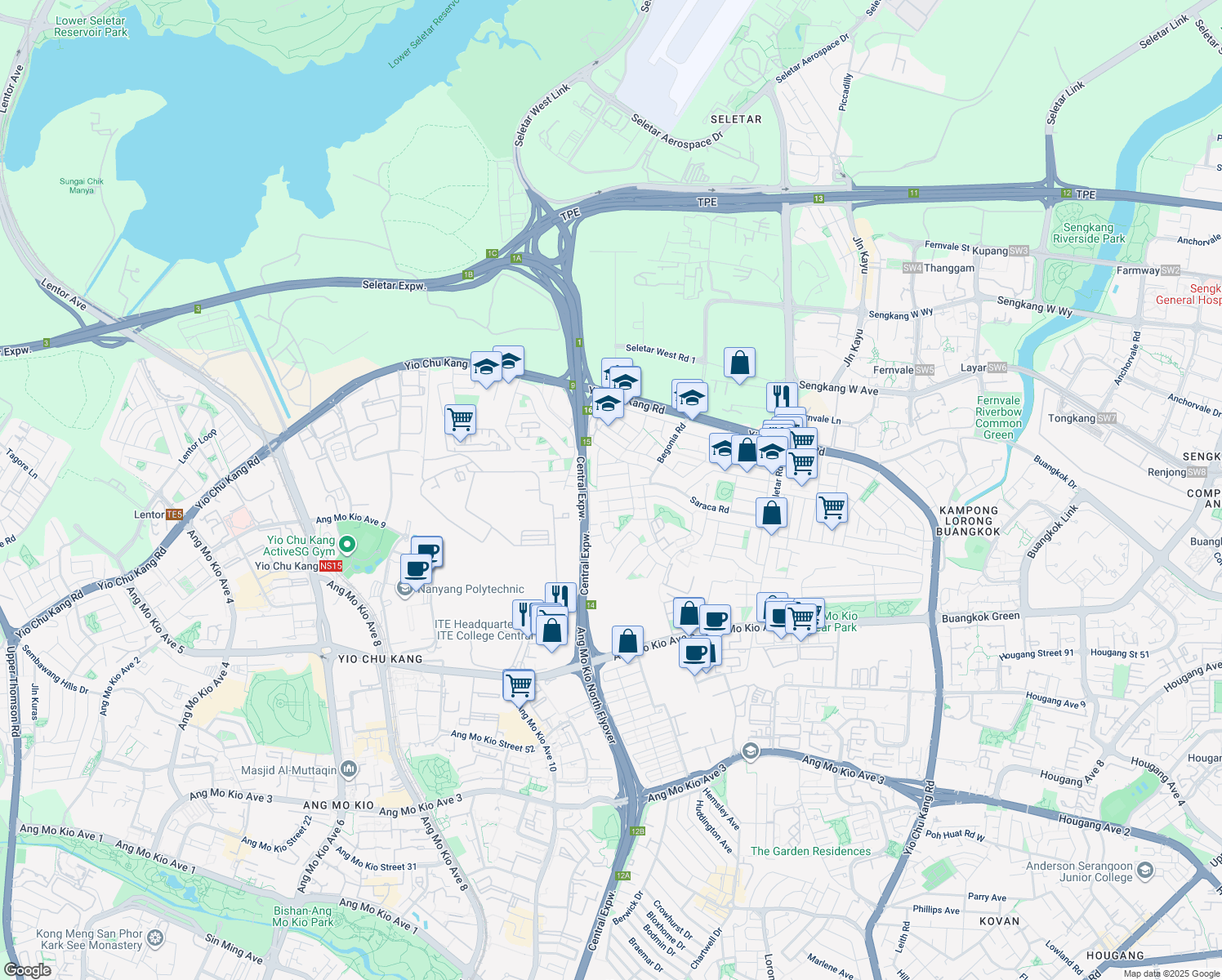 map of restaurants, bars, coffee shops, grocery stores, and more near in Singapore