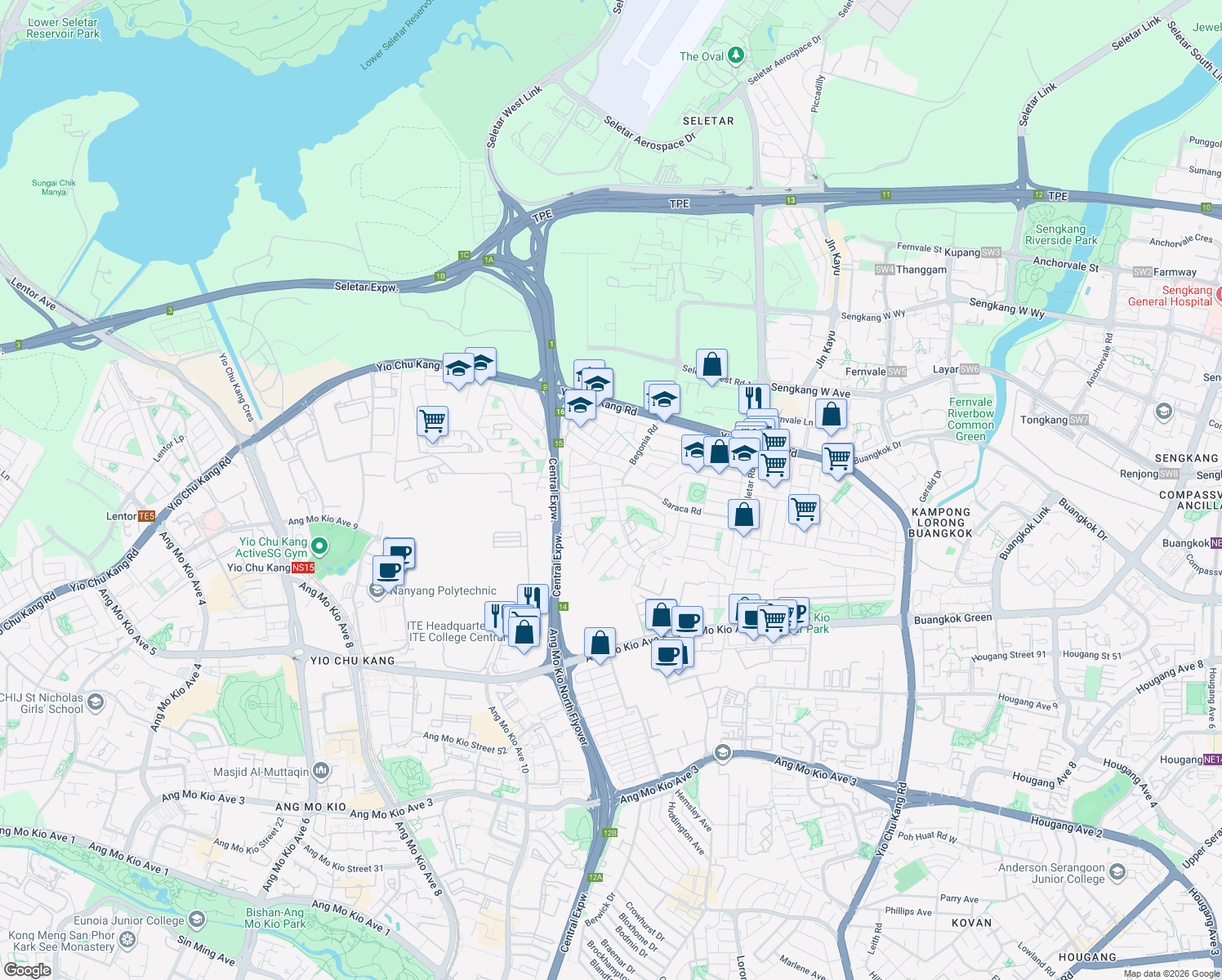 map of restaurants, bars, coffee shops, grocery stores, and more near in Singapore
