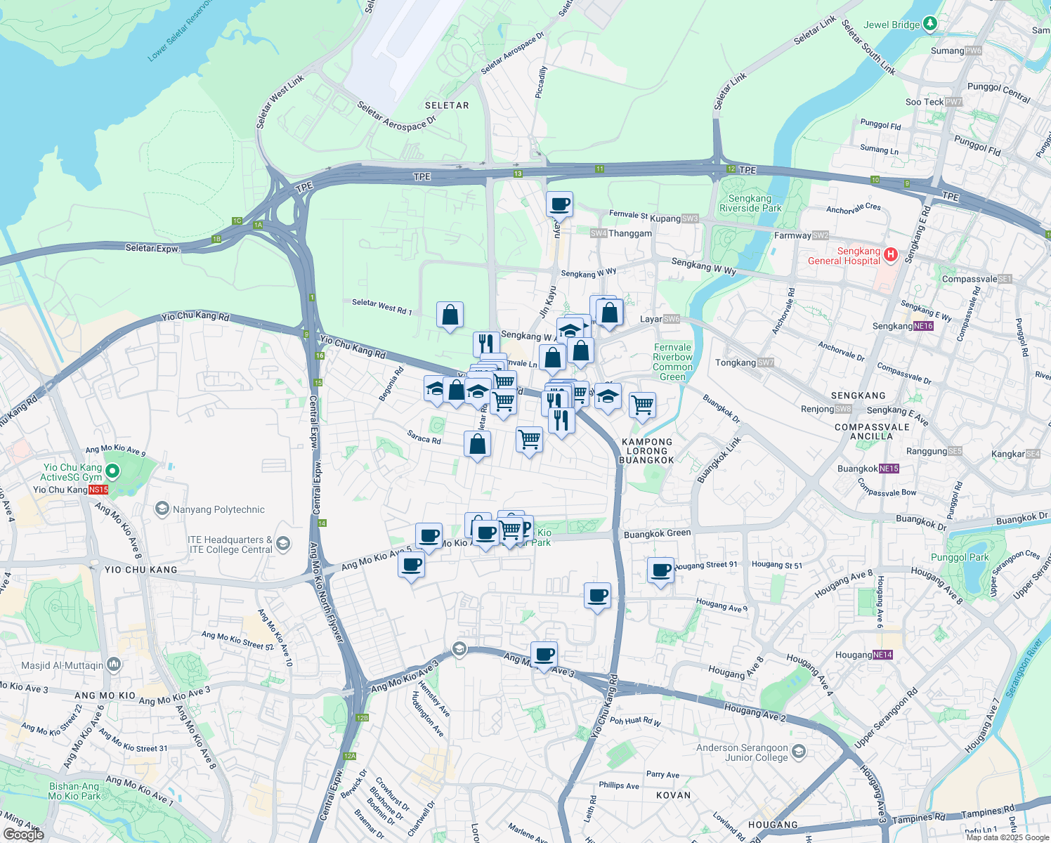 map of restaurants, bars, coffee shops, grocery stores, and more near in Singapore