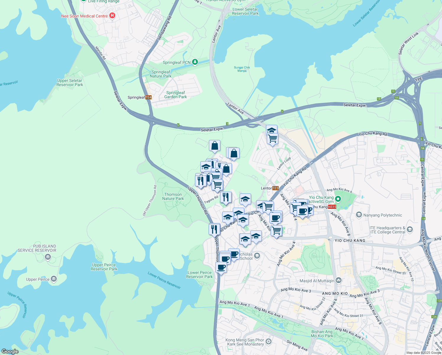 map of restaurants, bars, coffee shops, grocery stores, and more near in Singapore