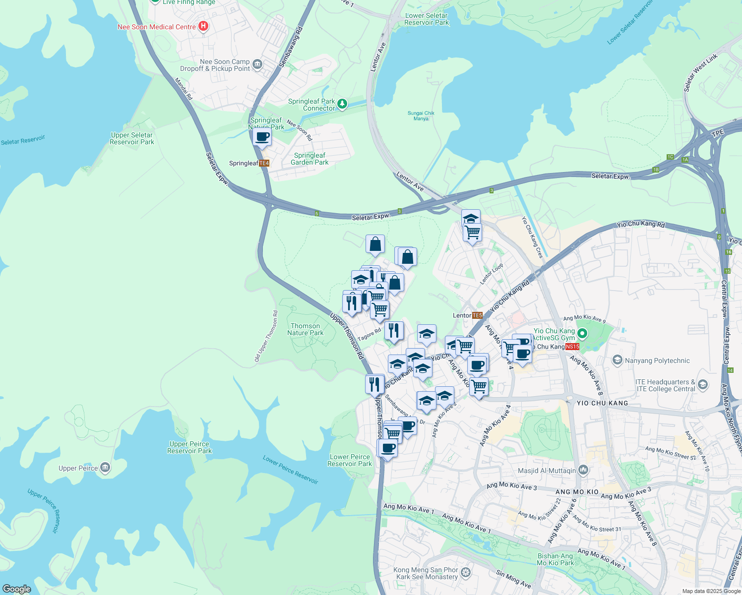 map of restaurants, bars, coffee shops, grocery stores, and more near in Singapore