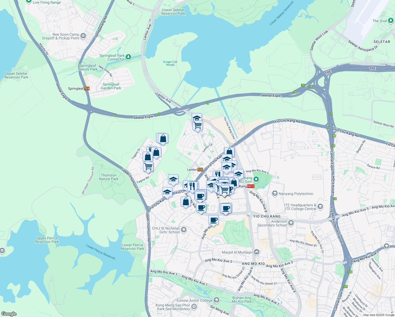 map of restaurants, bars, coffee shops, grocery stores, and more near in Singapore