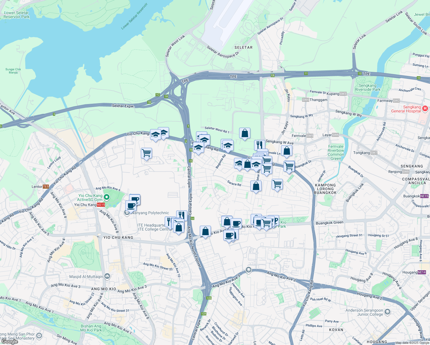 map of restaurants, bars, coffee shops, grocery stores, and more near in Singapore