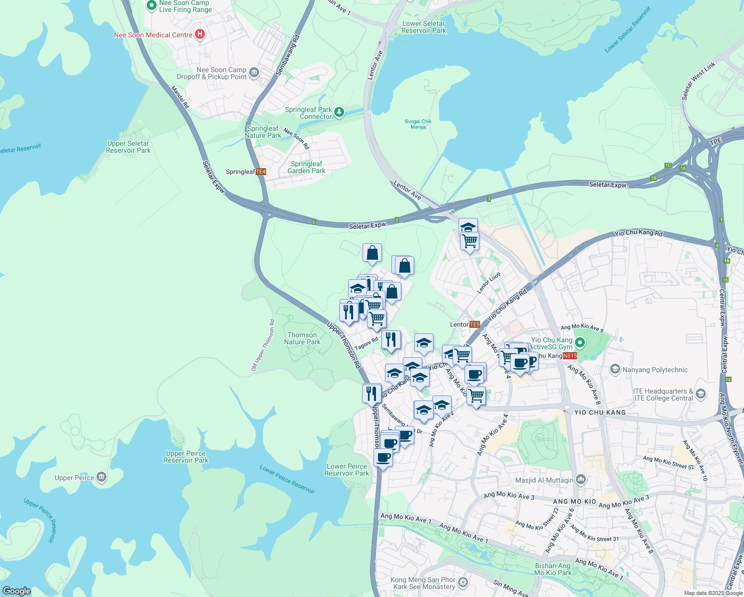 map of restaurants, bars, coffee shops, grocery stores, and more near in Singapore