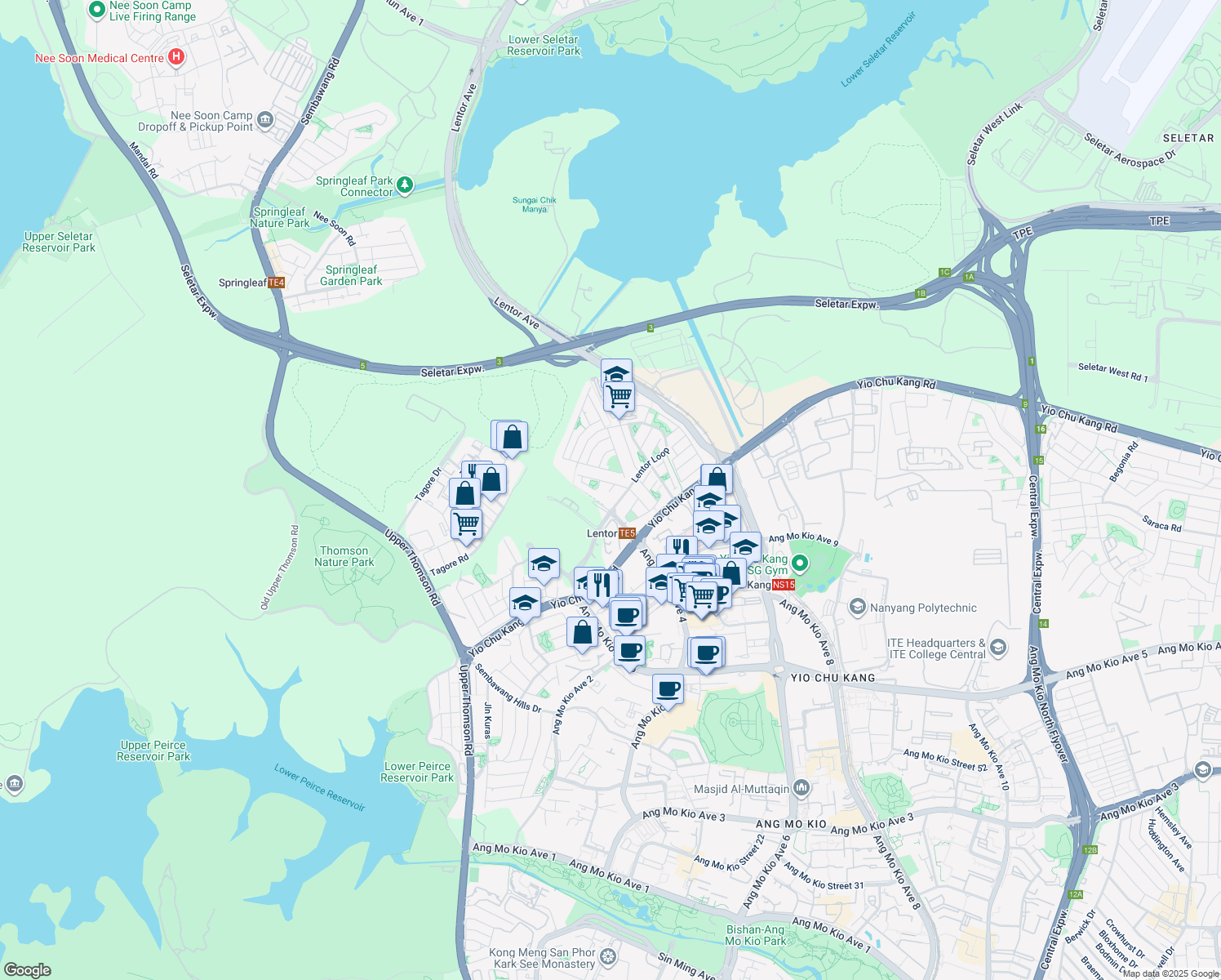 map of restaurants, bars, coffee shops, grocery stores, and more near in Singapore
