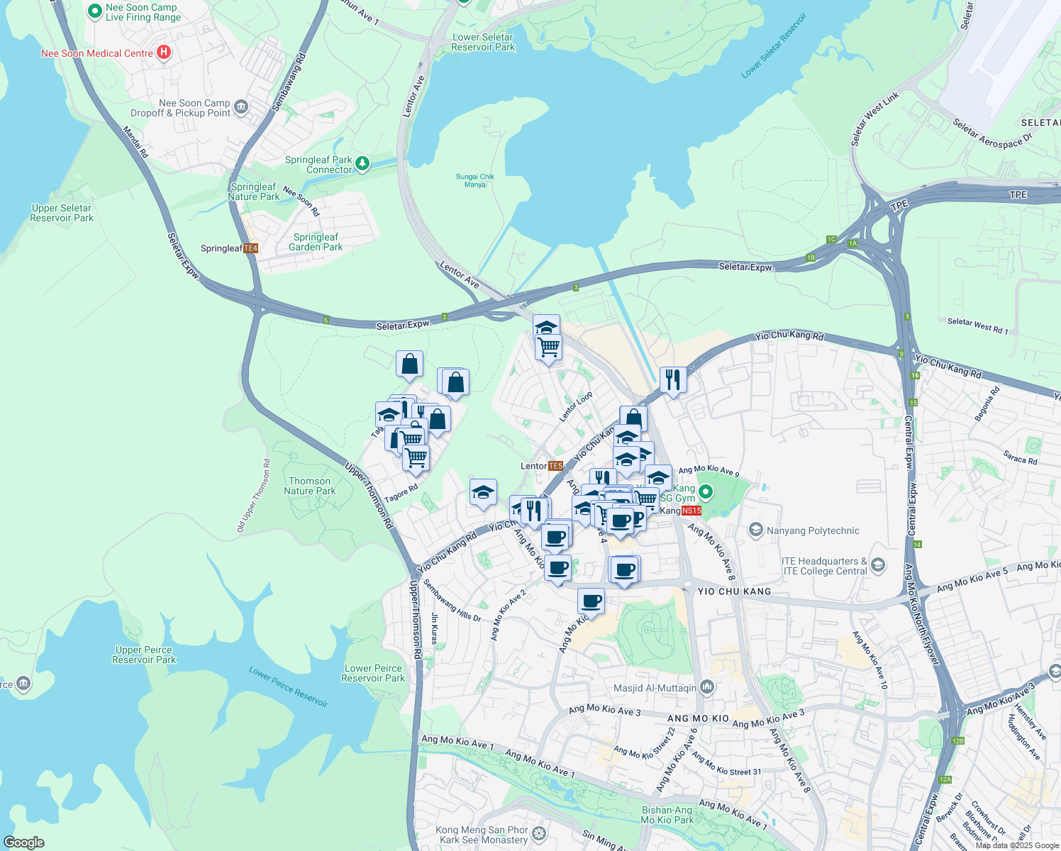 map of restaurants, bars, coffee shops, grocery stores, and more near in Singapore