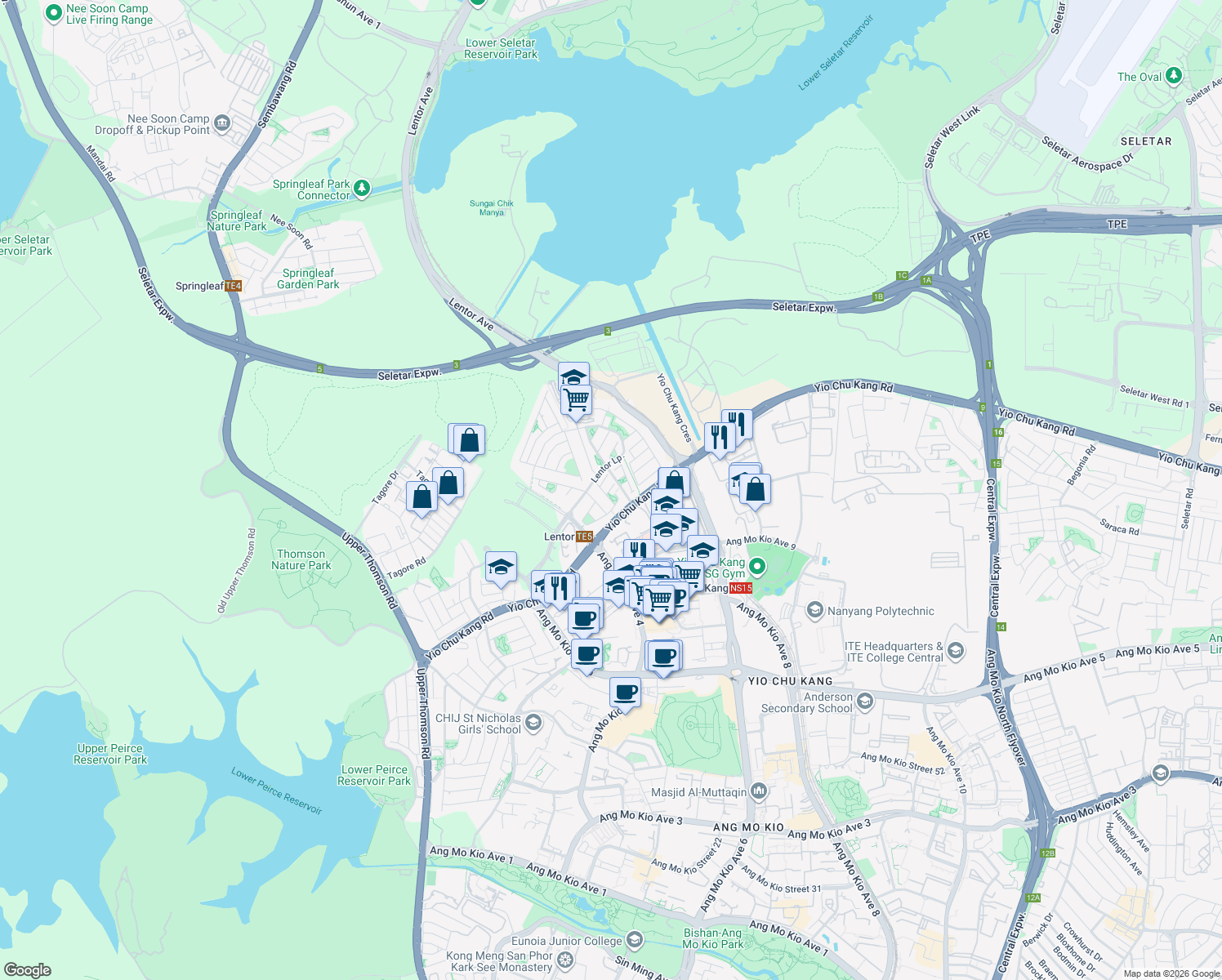 map of restaurants, bars, coffee shops, grocery stores, and more near in Singapore