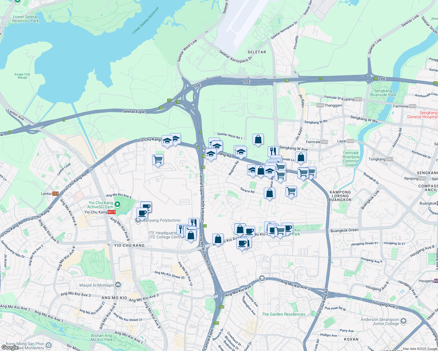 map of restaurants, bars, coffee shops, grocery stores, and more near in Singapore