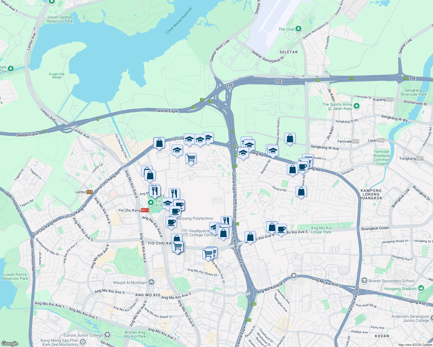 map of restaurants, bars, coffee shops, grocery stores, and more near in Singapore