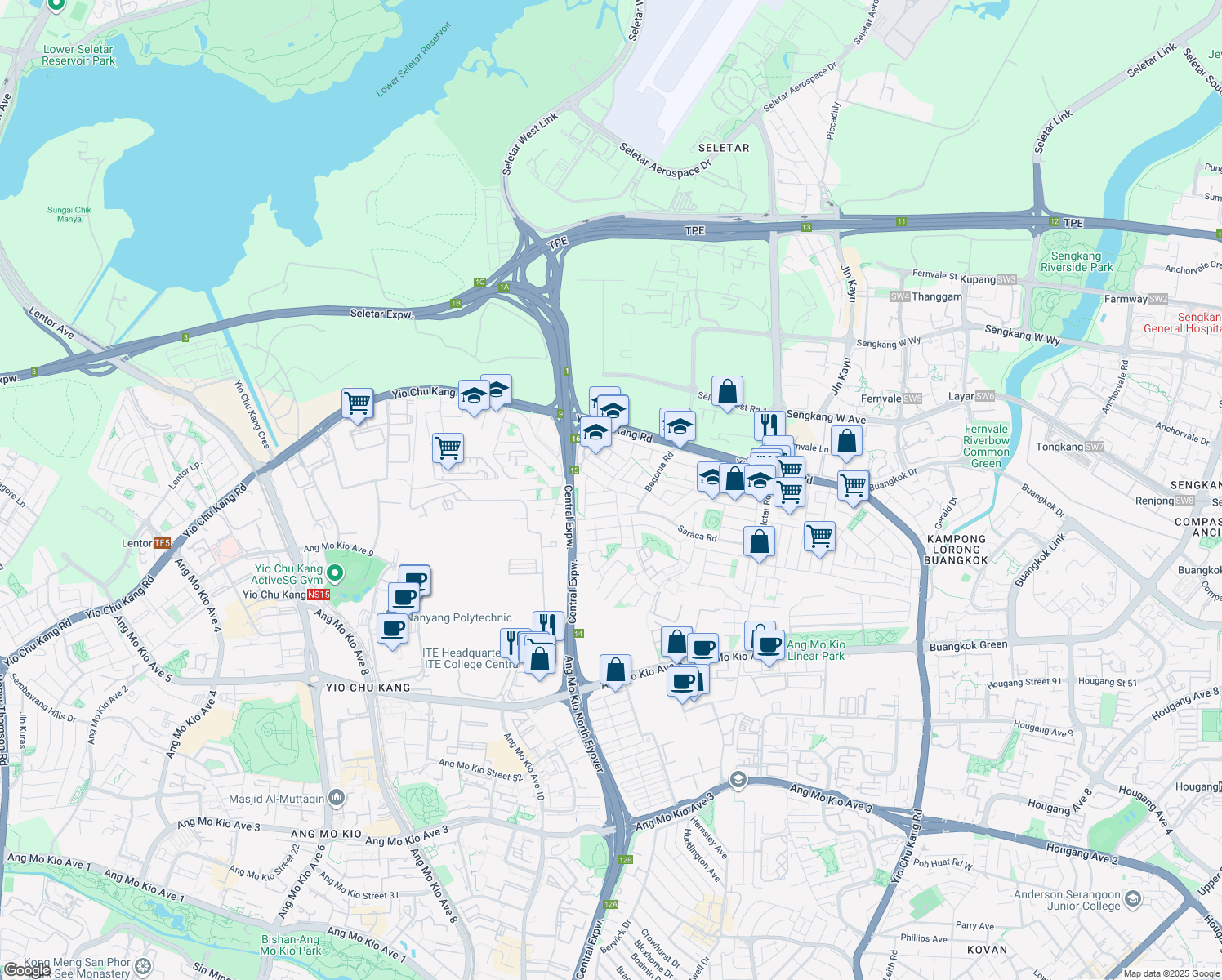 map of restaurants, bars, coffee shops, grocery stores, and more near in Singapore