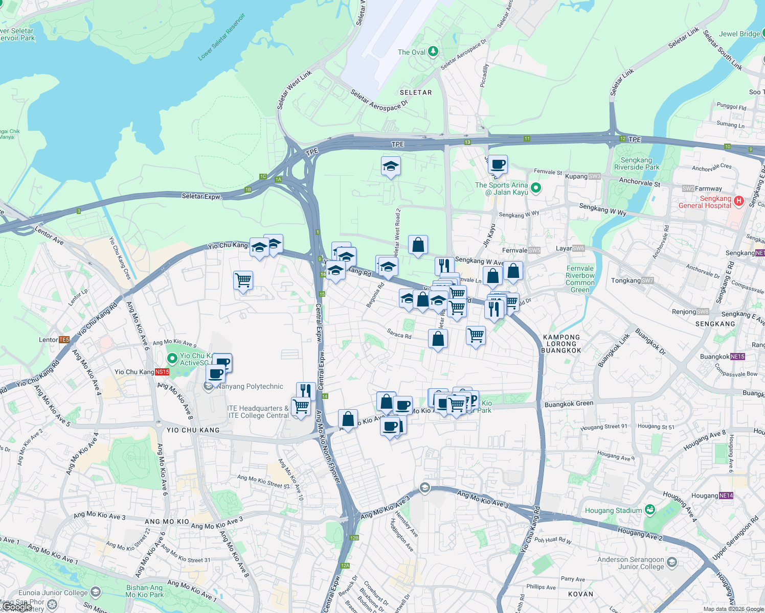 map of restaurants, bars, coffee shops, grocery stores, and more near in Singapore