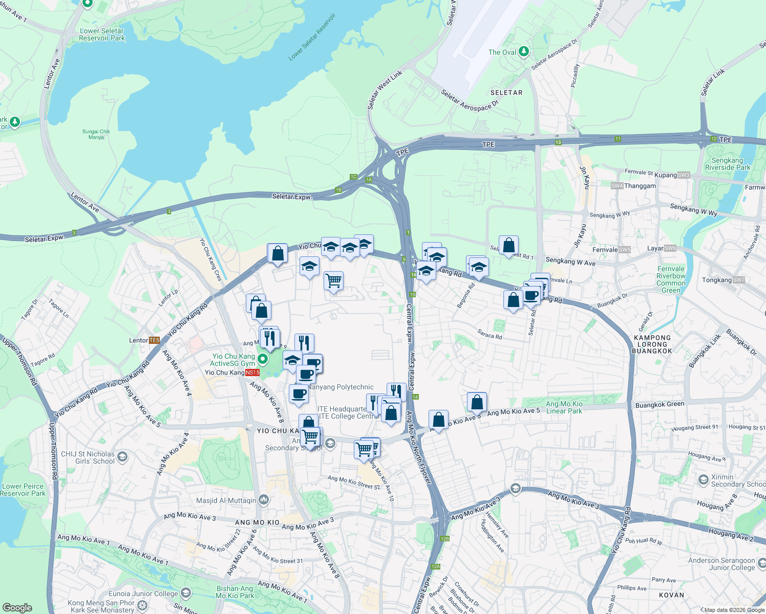 map of restaurants, bars, coffee shops, grocery stores, and more near in Singapore