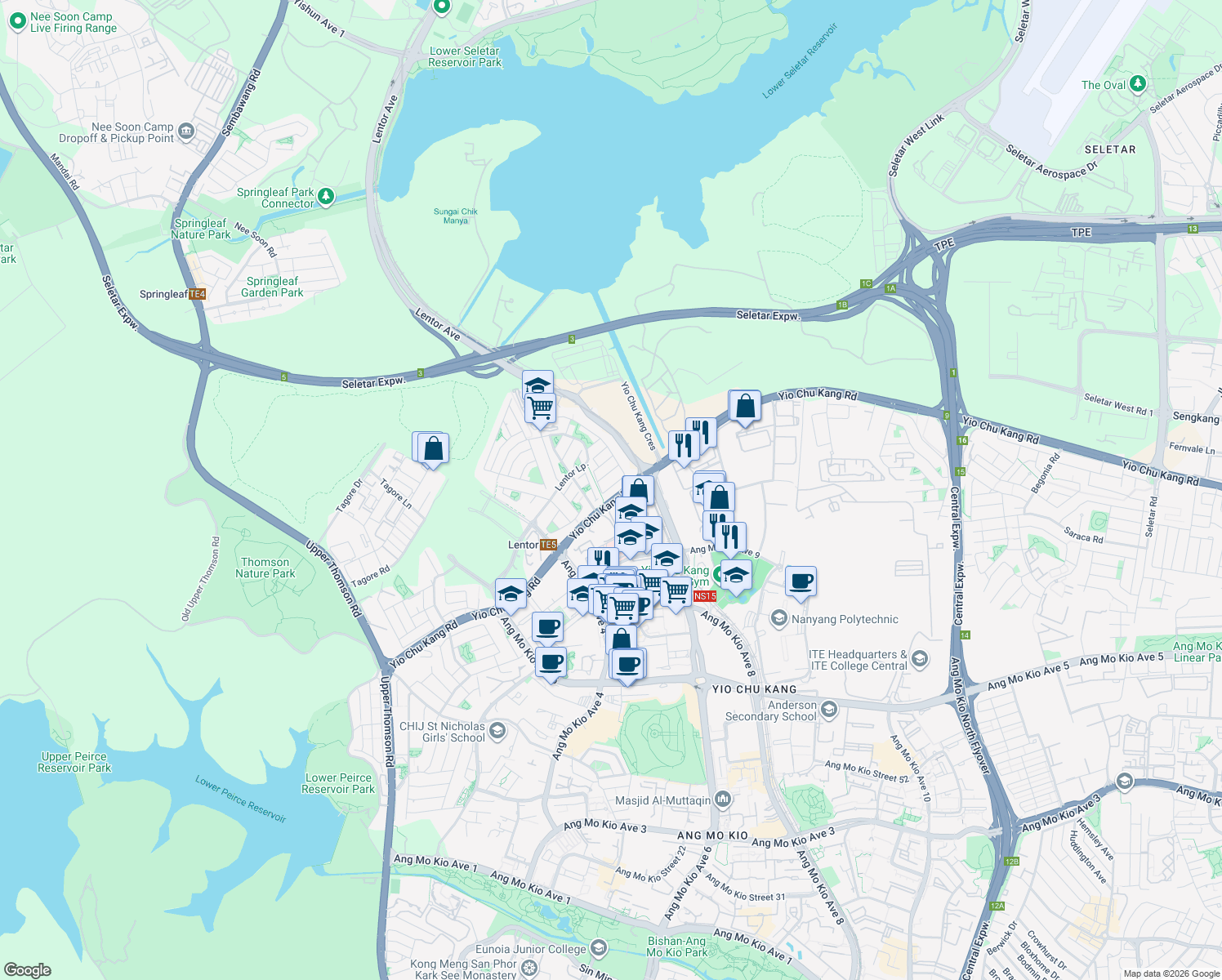 map of restaurants, bars, coffee shops, grocery stores, and more near in Singapore
