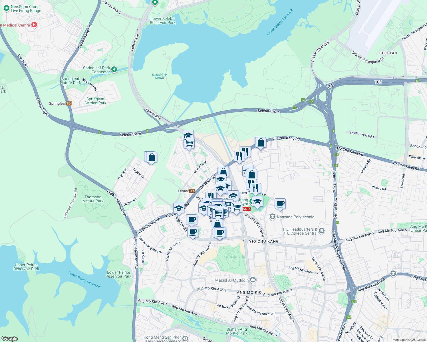 map of restaurants, bars, coffee shops, grocery stores, and more near in Singapore