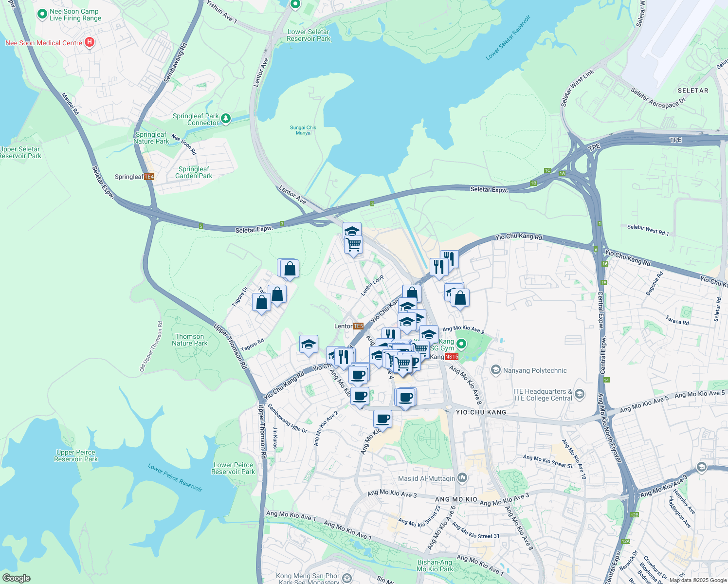 map of restaurants, bars, coffee shops, grocery stores, and more near in Singapore