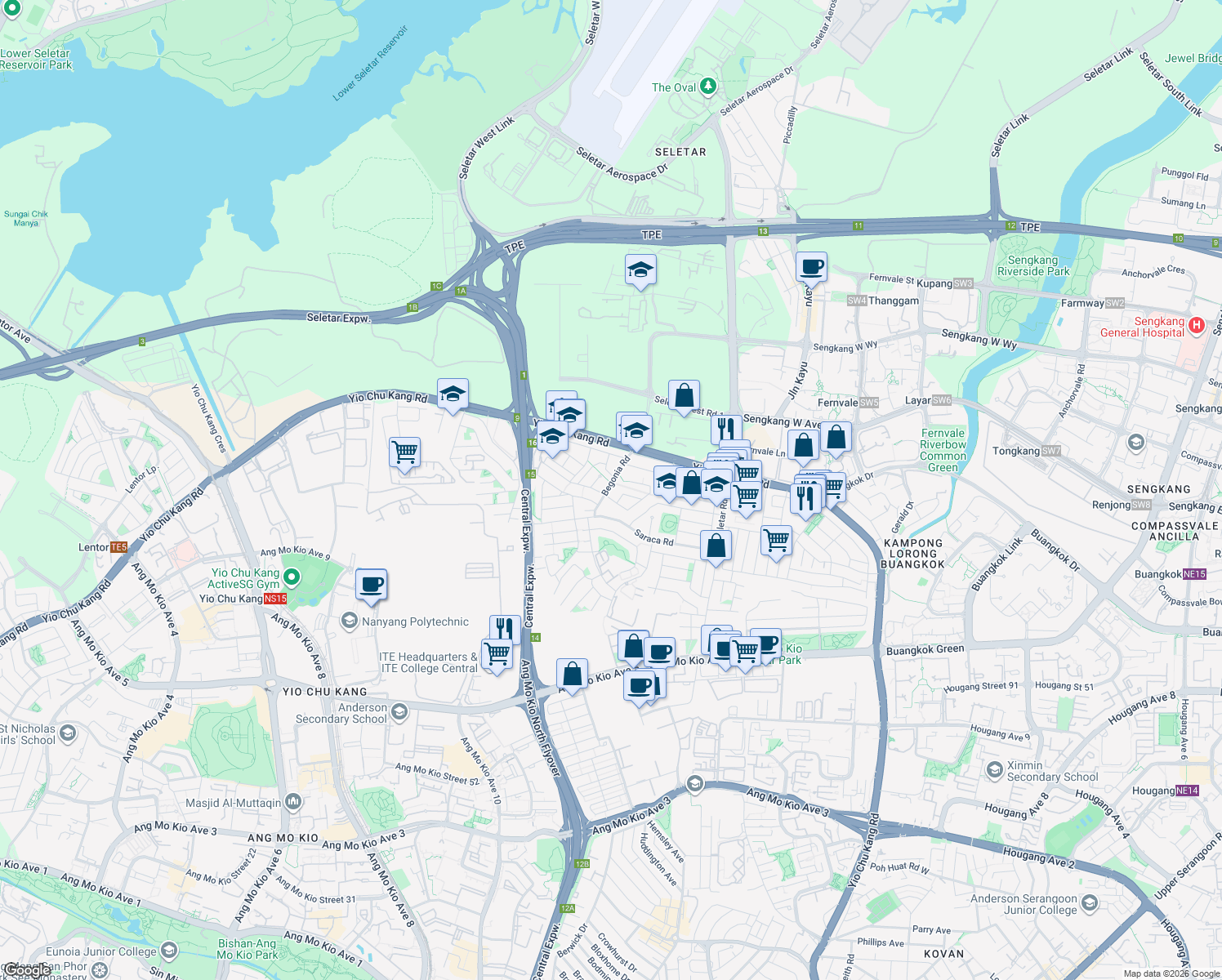 map of restaurants, bars, coffee shops, grocery stores, and more near in Singapore