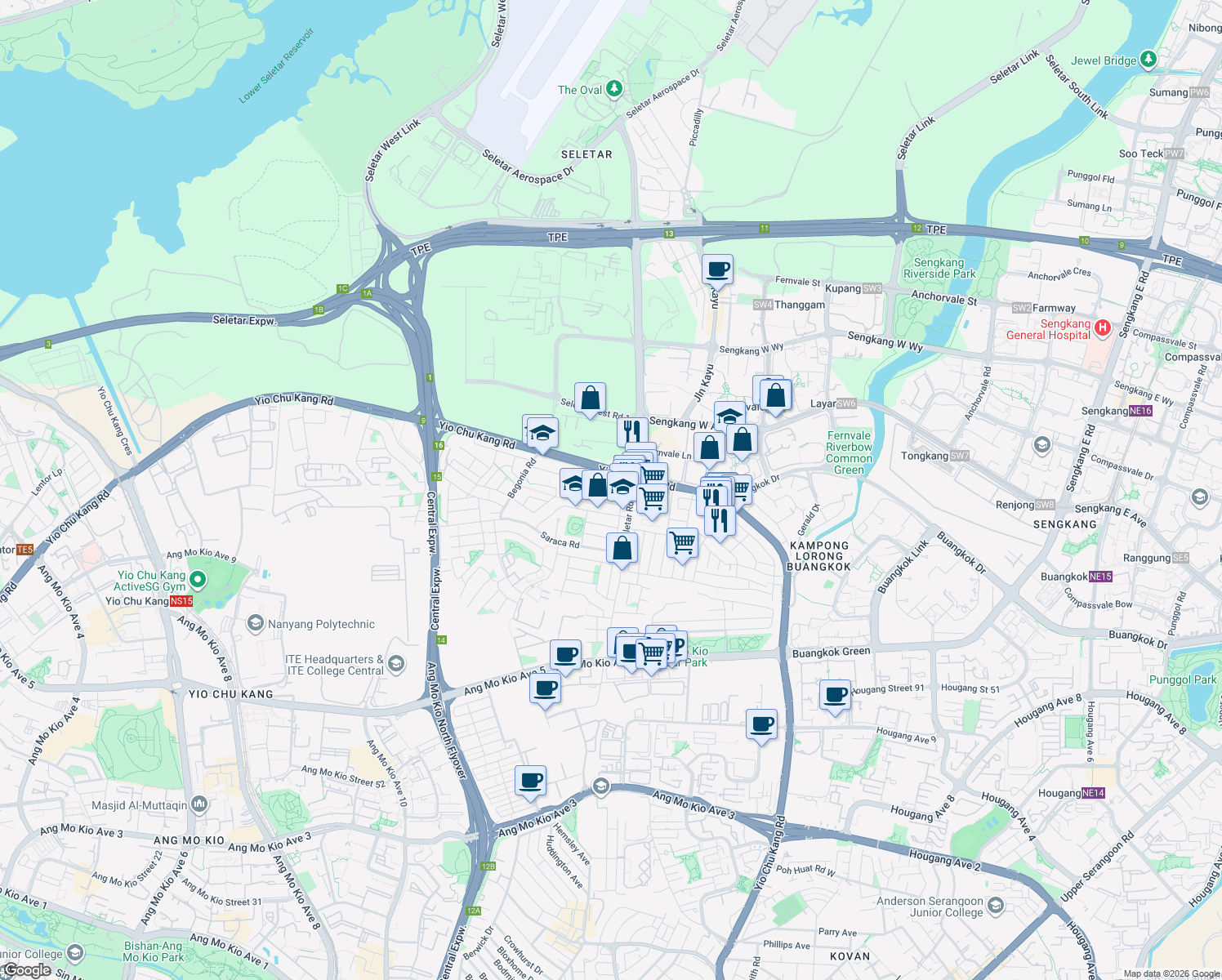 map of restaurants, bars, coffee shops, grocery stores, and more near in Singapore