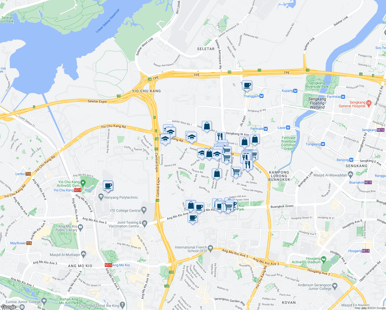 map of restaurants, bars, coffee shops, grocery stores, and more near in Singapore