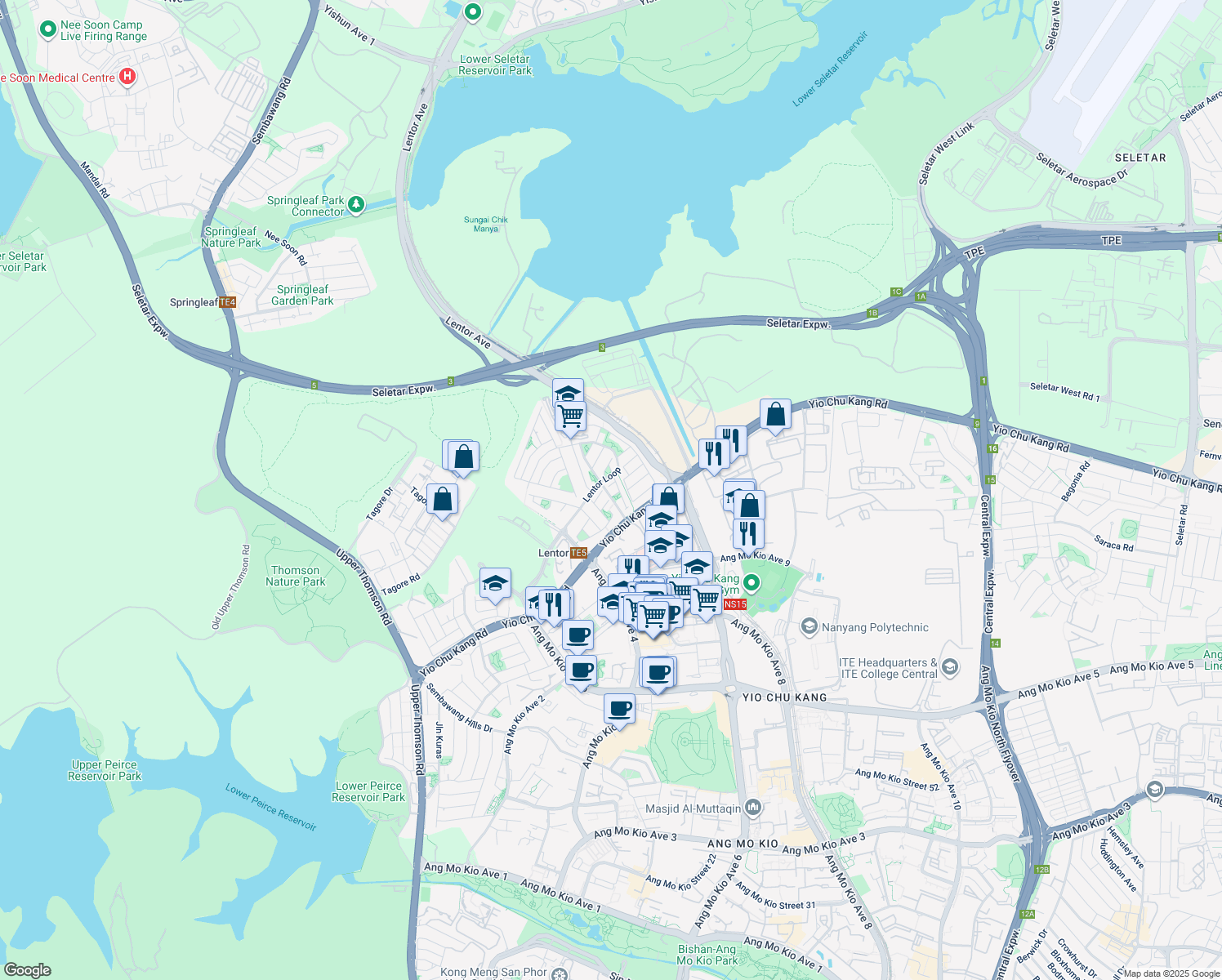 map of restaurants, bars, coffee shops, grocery stores, and more near in Singapore