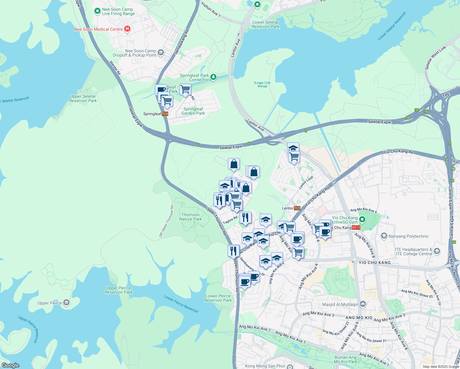 map of restaurants, bars, coffee shops, grocery stores, and more near in Singapore