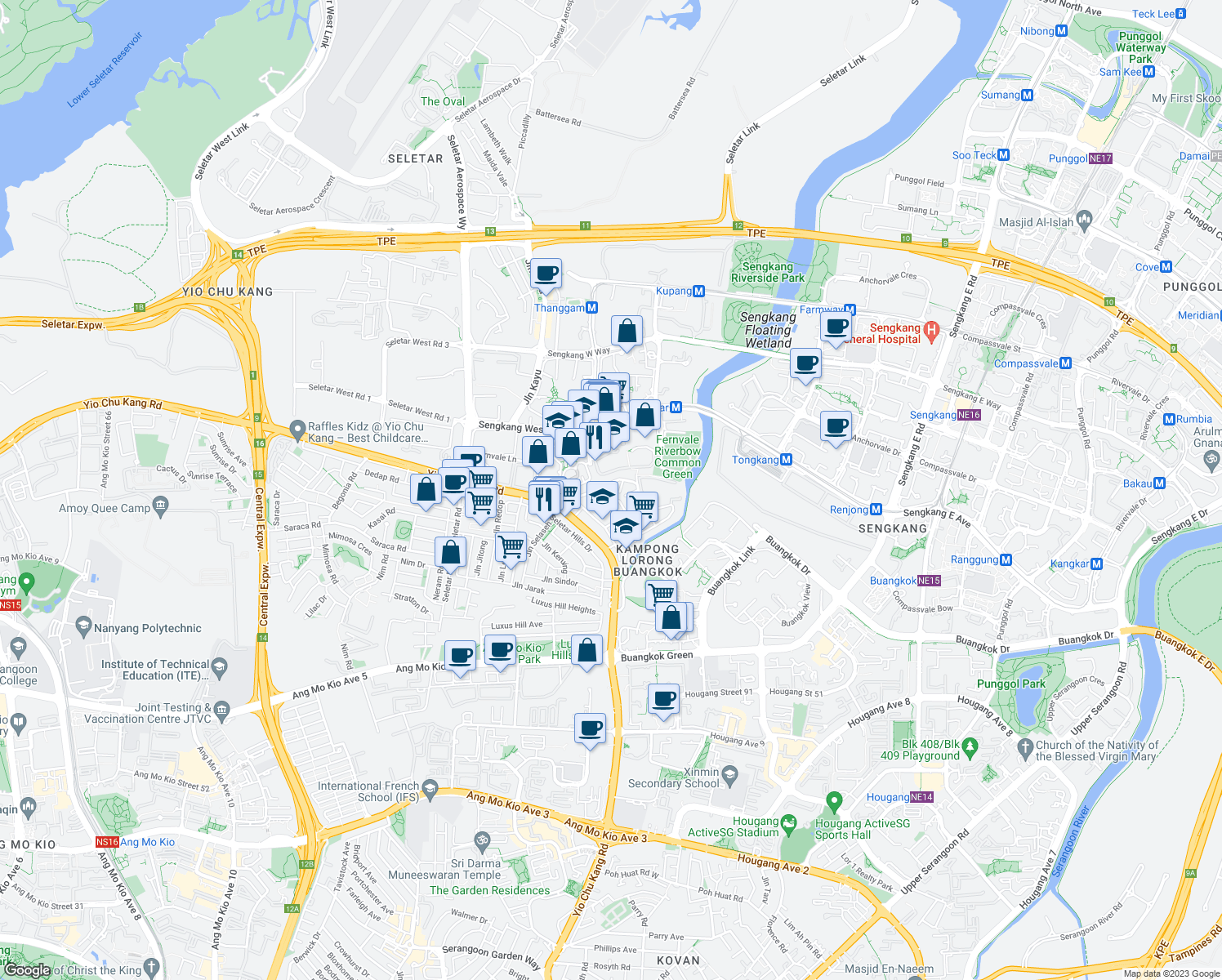 map of restaurants, bars, coffee shops, grocery stores, and more near in Singapore