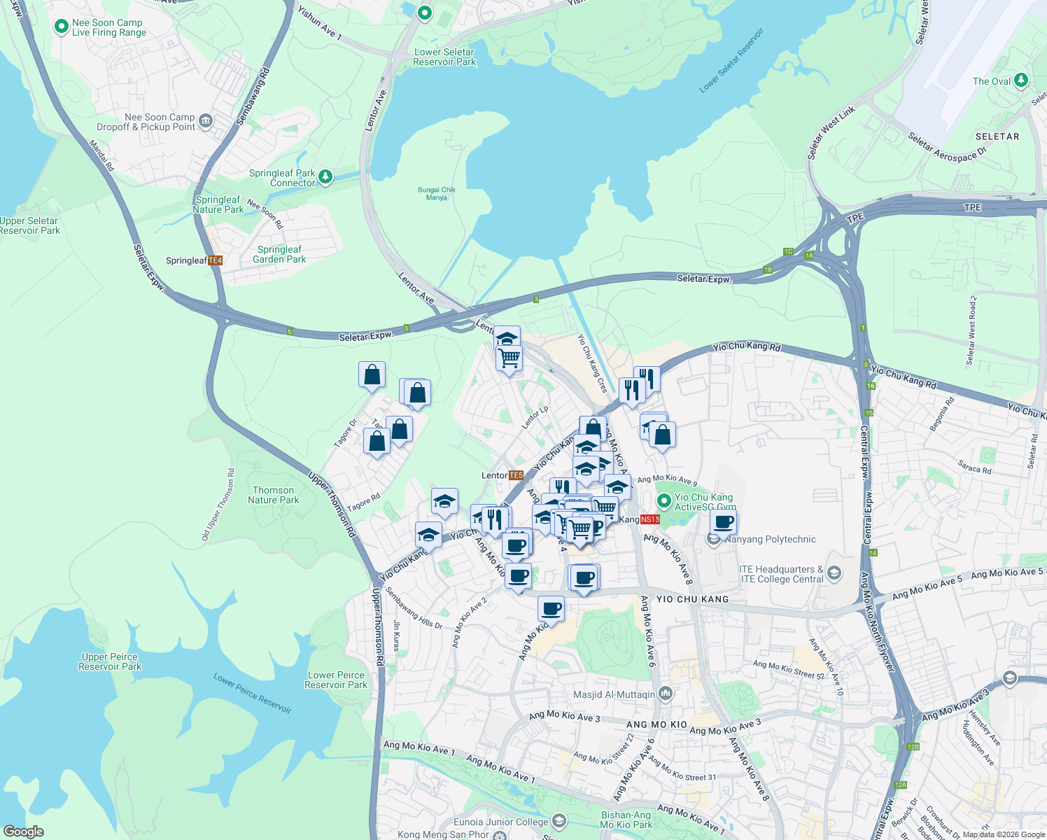 map of restaurants, bars, coffee shops, grocery stores, and more near in Singapore