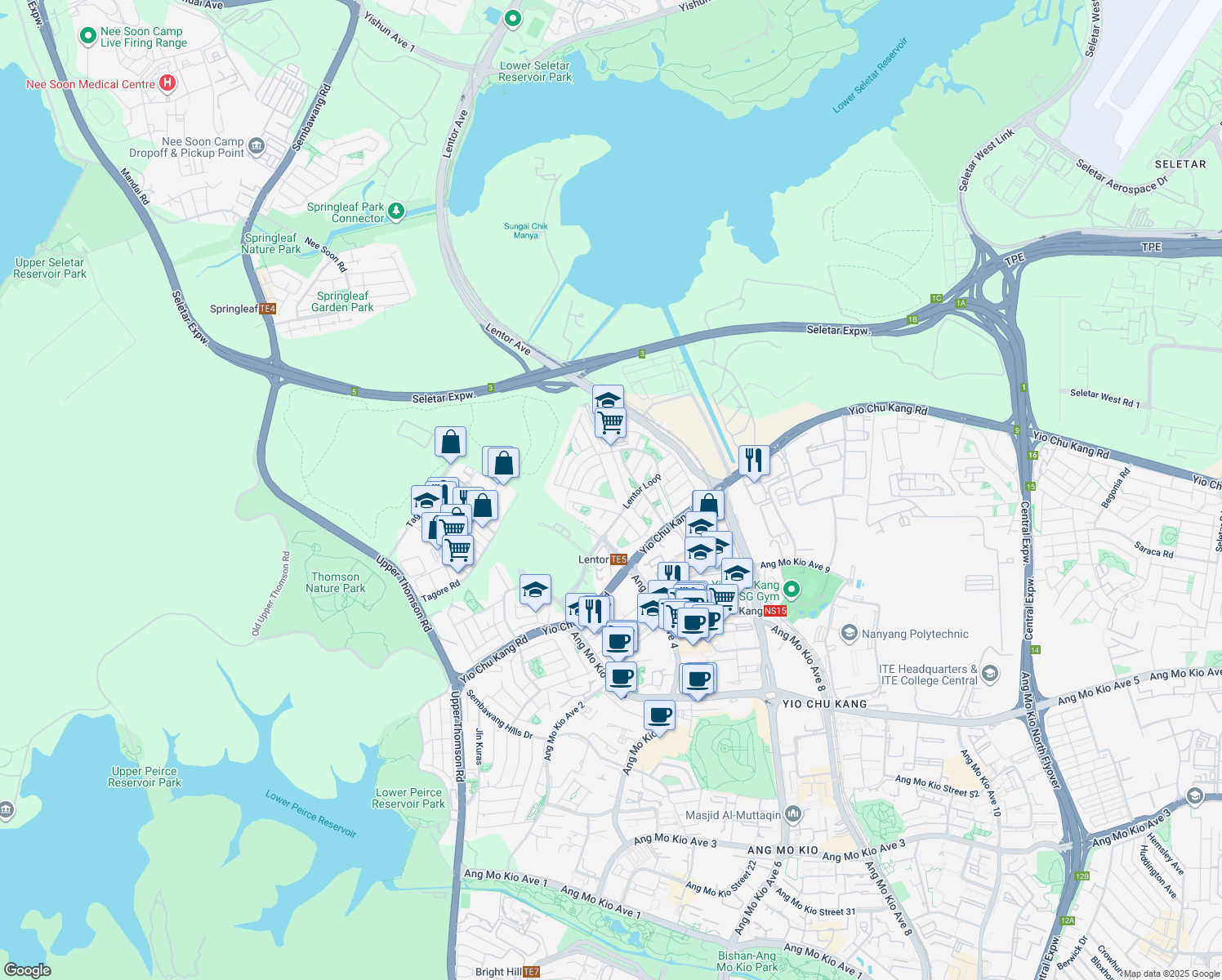map of restaurants, bars, coffee shops, grocery stores, and more near in Singapore