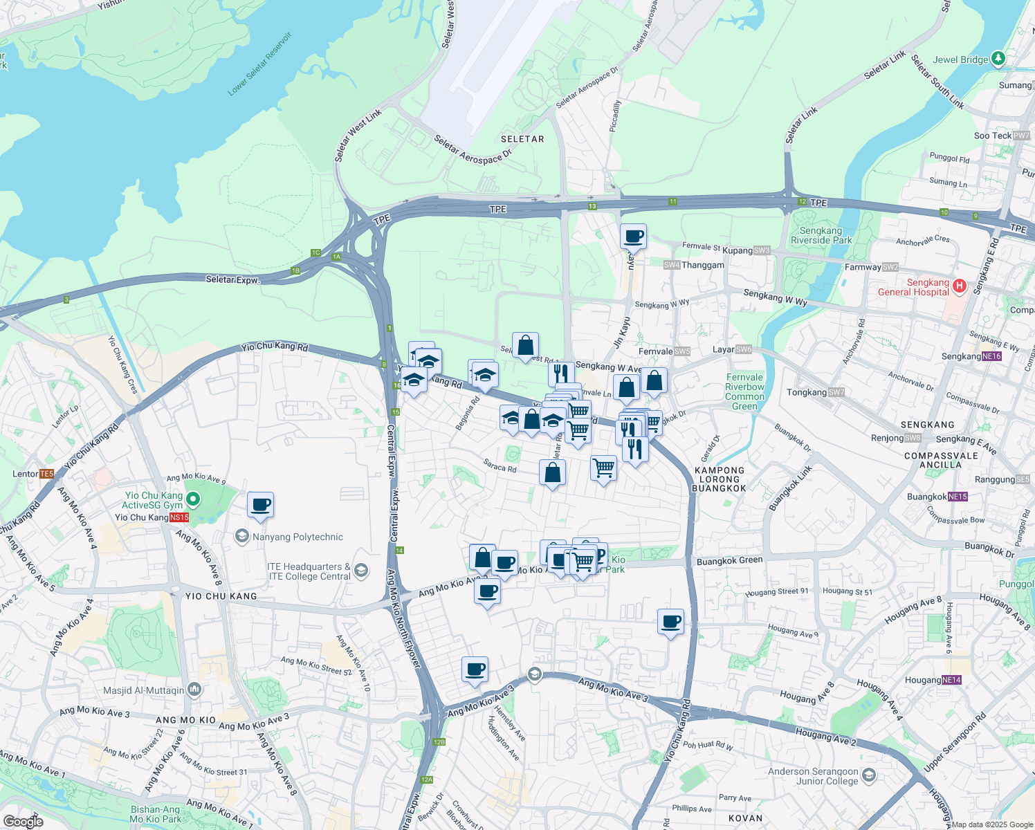 map of restaurants, bars, coffee shops, grocery stores, and more near in Singapore