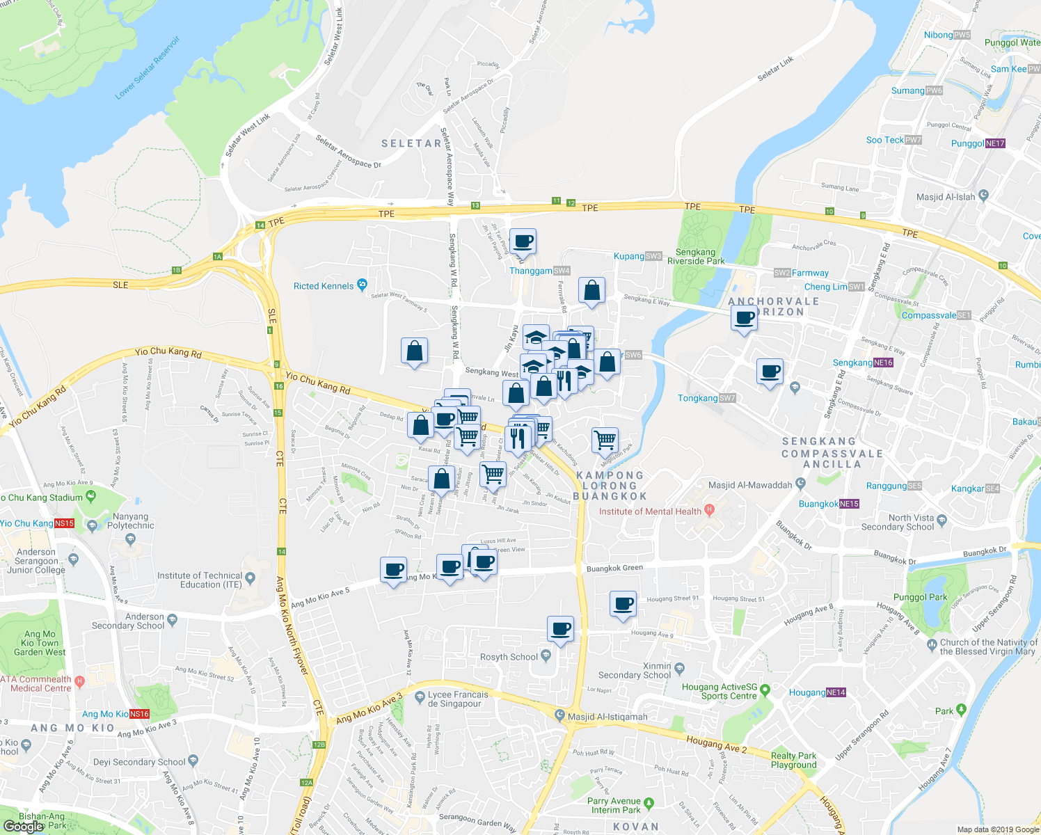 map of restaurants, bars, coffee shops, grocery stores, and more near in Singapore