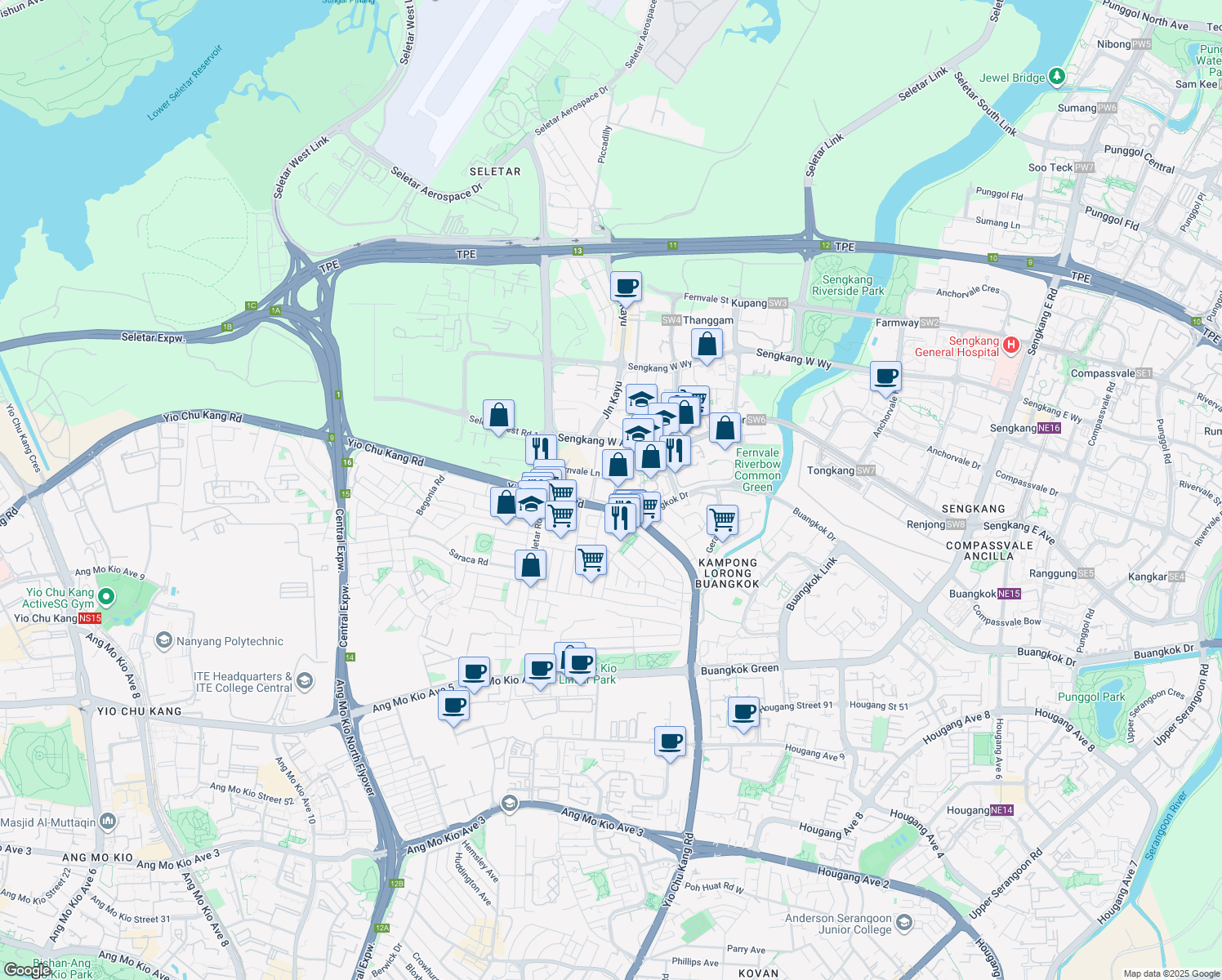map of restaurants, bars, coffee shops, grocery stores, and more near in Singapore