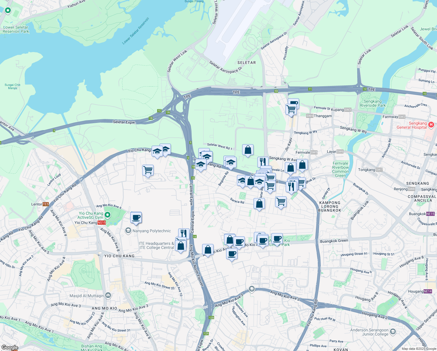 map of restaurants, bars, coffee shops, grocery stores, and more near in Singapore