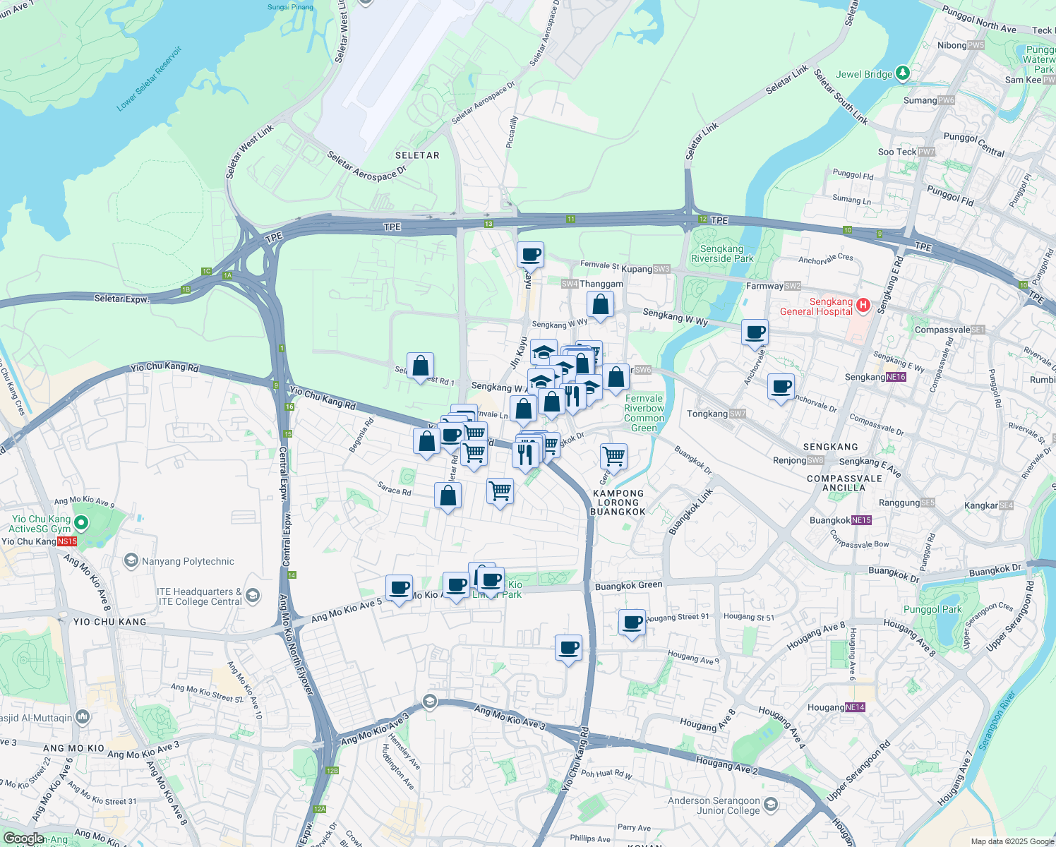 map of restaurants, bars, coffee shops, grocery stores, and more near in Singapore