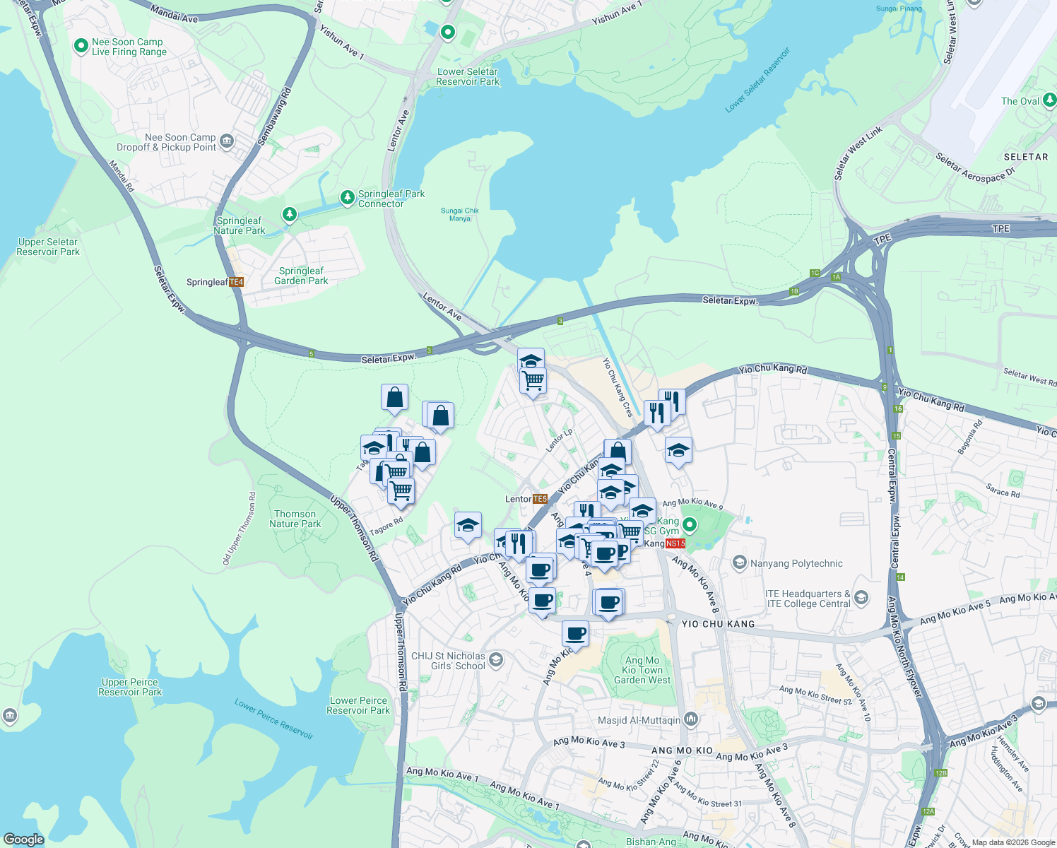 map of restaurants, bars, coffee shops, grocery stores, and more near in Singapore