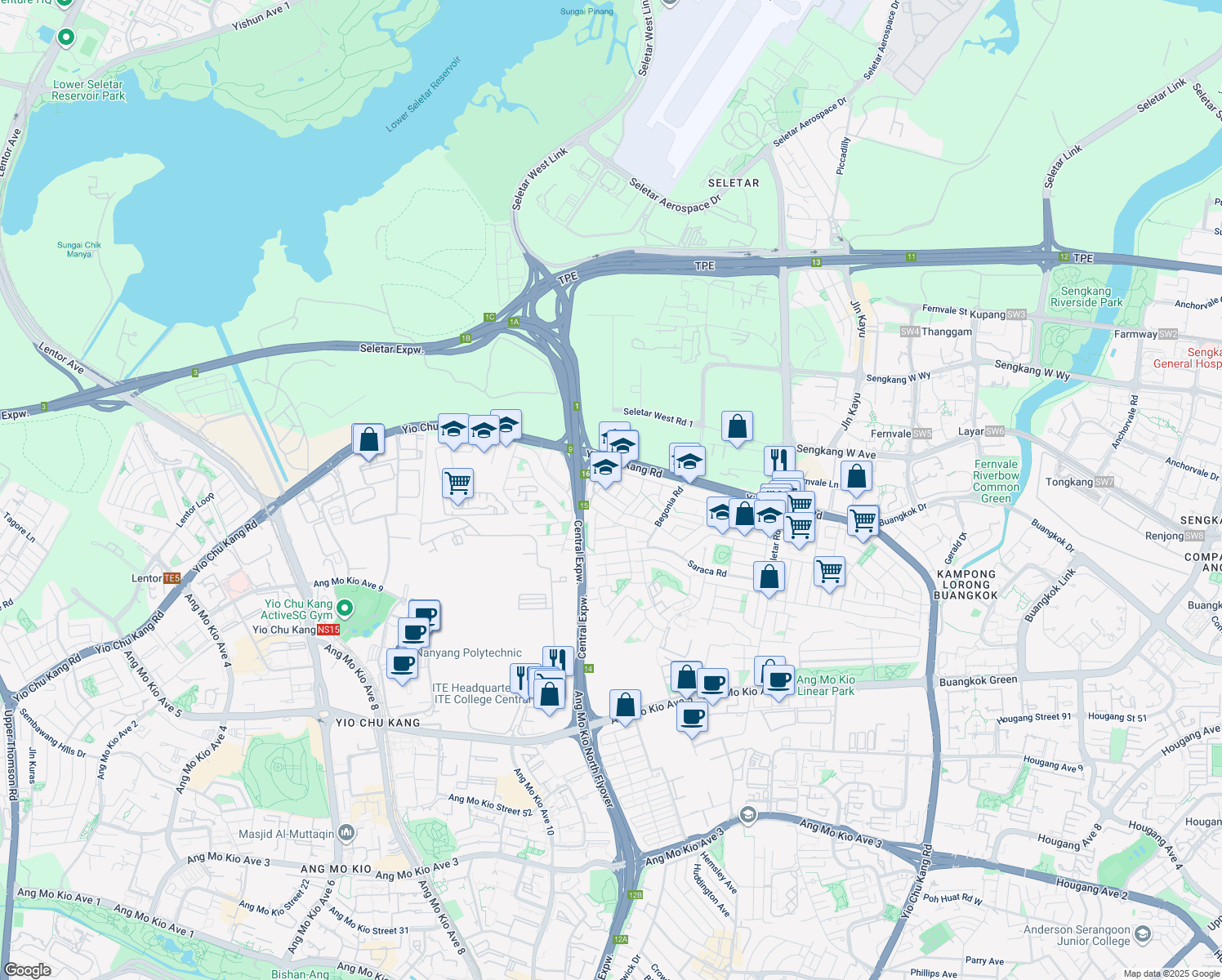 map of restaurants, bars, coffee shops, grocery stores, and more near in Singapore