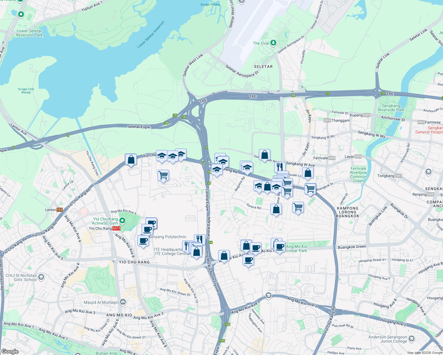 map of restaurants, bars, coffee shops, grocery stores, and more near in Singapore