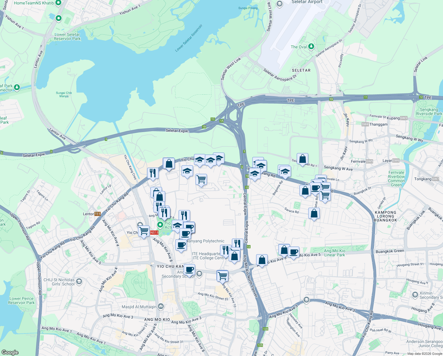 map of restaurants, bars, coffee shops, grocery stores, and more near in Singapore