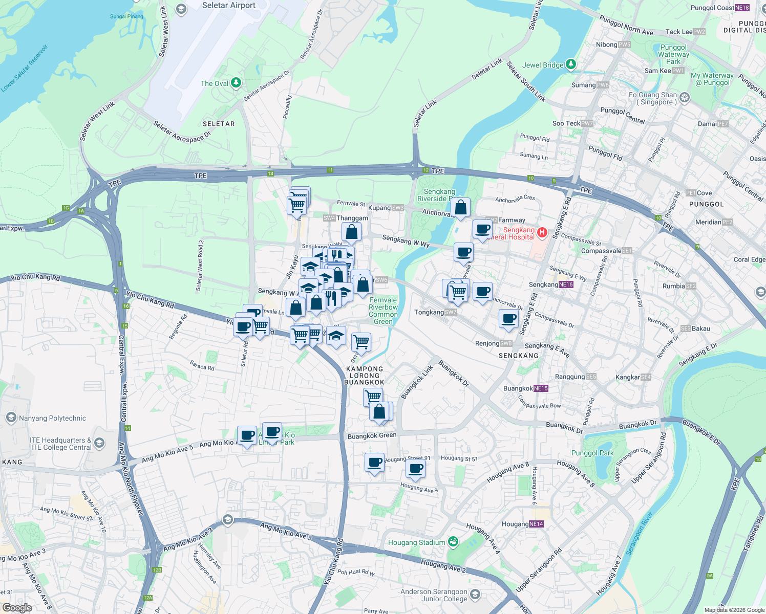 map of restaurants, bars, coffee shops, grocery stores, and more near in Singapore