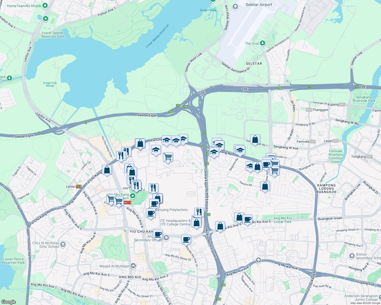 map of restaurants, bars, coffee shops, grocery stores, and more near in Singapore
